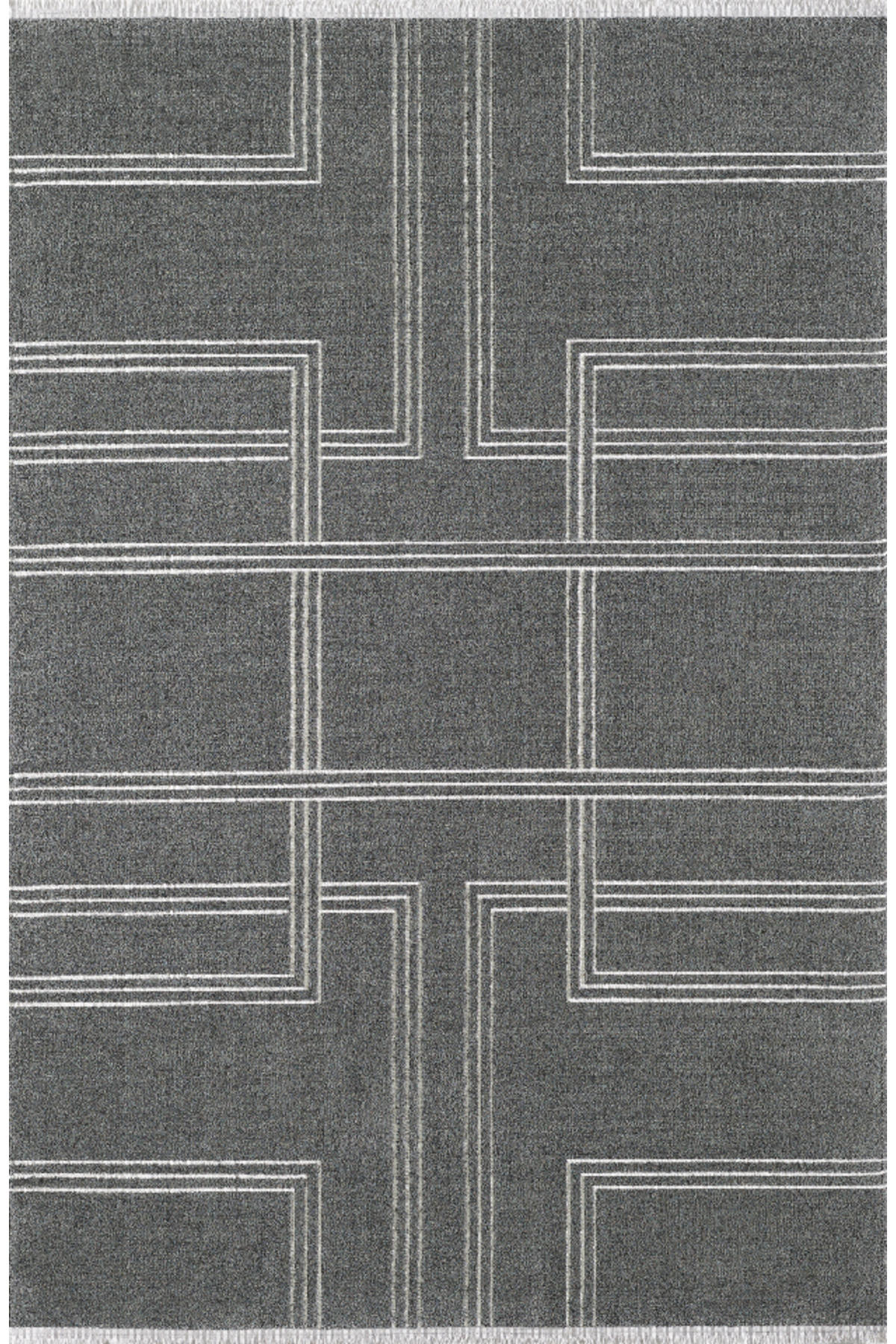 Pierre Cardin Greyna Gri-Krem 9 mm Mikropolyester Yumuşak Yıkanabilir İnce Kaymaz Dikdörtgen Makine Dokuma Salon Halısı 100x200 cm