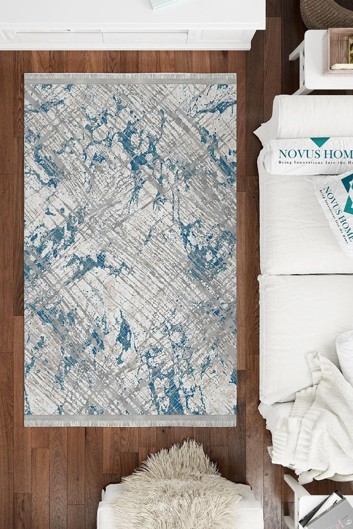 Novus Home Punto Serisi Çok Renkli 7 mm Polyester Antibakteriyel-Toz Tutmaz-Yalıtıma Yardımcı Yıkanabilir İnce Kaymaz Taban Dikdörtgen Makine Dokuma Antre-Salon-Yatak Odası Halısı 100x200 cm