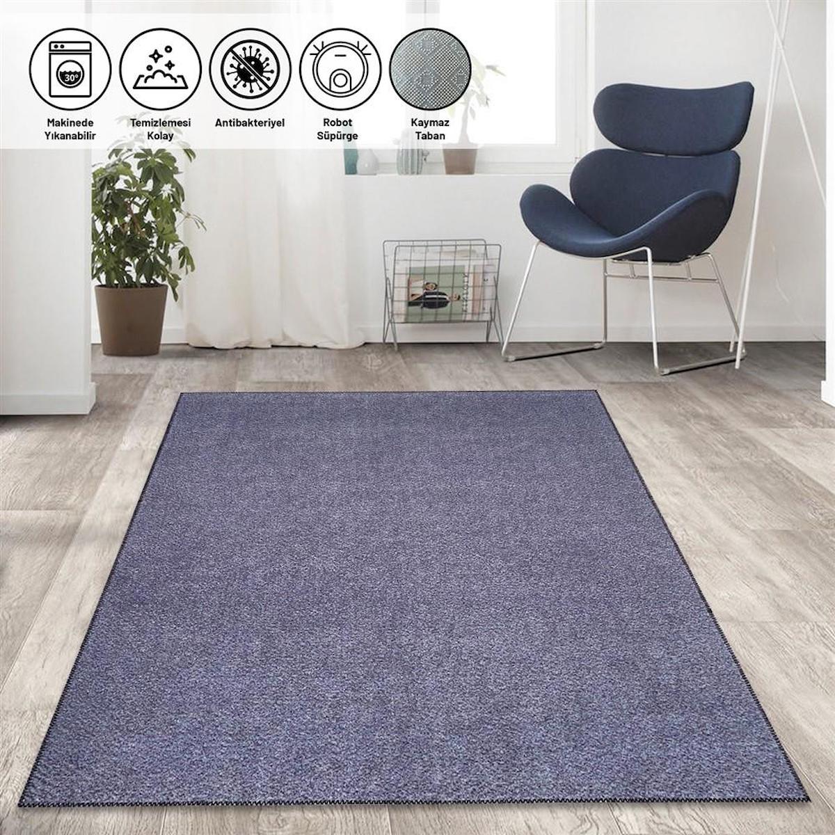 Carpettex Gri 6 mm Polyester Yıkanabilir İnce Kaymaz Taban Dikdörtgen Makine Dokuma Salon Halısı 160x230 cm
