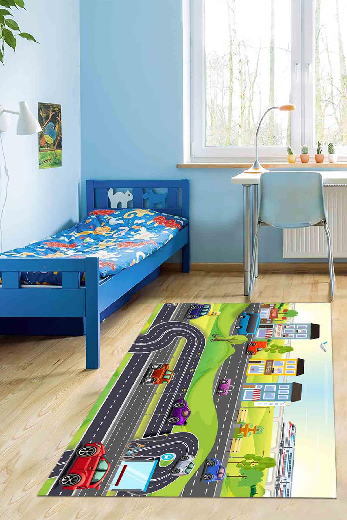 Latte Dizayn Pavlo Krem 0.5 mm Pamuk Antibakteriyel Yıkanabilir İnce Kaymaz Dot Taban Dikdörtgen Makine Dokuma Çocuk Odası Halısı 80x250 cm