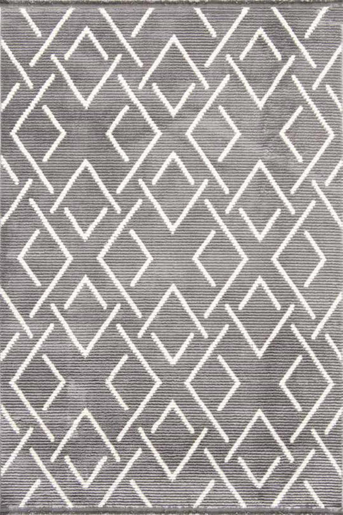 Enti Halı Velar 3605 Gri 8 mm Polyester Silinebilir Yıkanabilir Orta Dikdörtgen Makine Dokuma Salon Halısı 80x120 cm