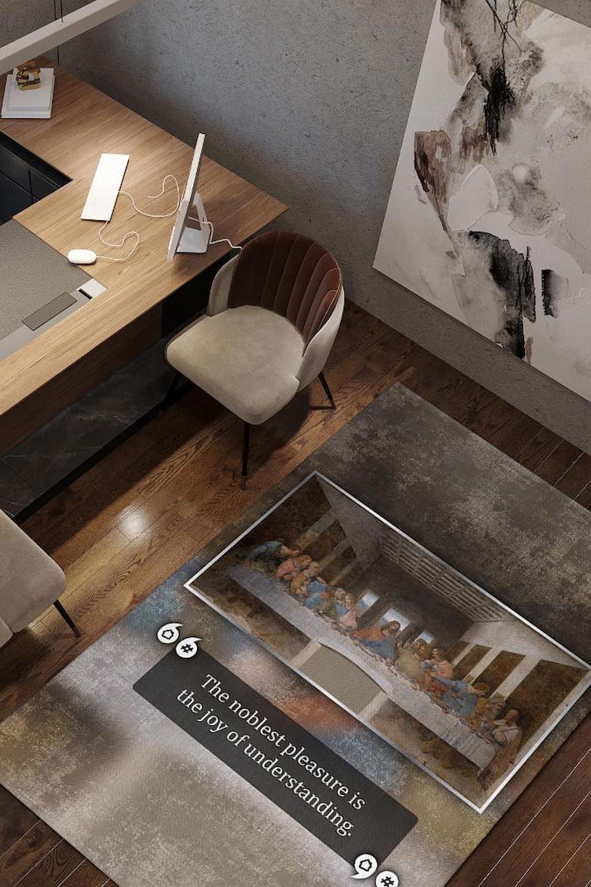 Homshtag Son Akşam Yemeği Da Vinci Krem 4 mm Pamuk Antistatik Yıkanabilir İnce Kaymaz Dikdörtgen Makine Dokuma Salon Halısı 180x280 cm