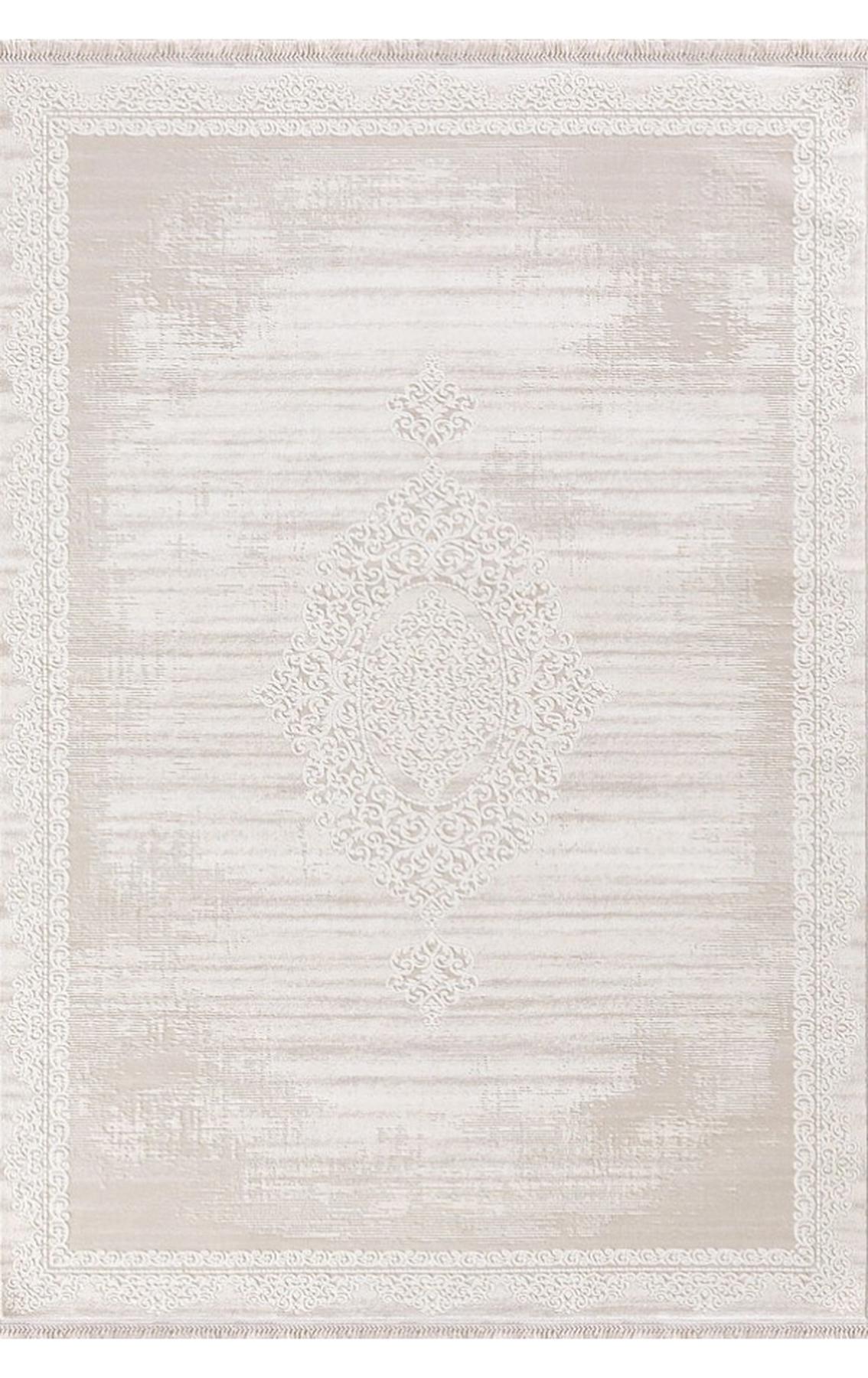 Merinos Rodin 19770 Krem 11 mm Akrilik Toz Tutmaz Yıkanabilir Kalın Kaymaz Dikdörtgen Makine Dokuma Salon Halısı 120x180 cm