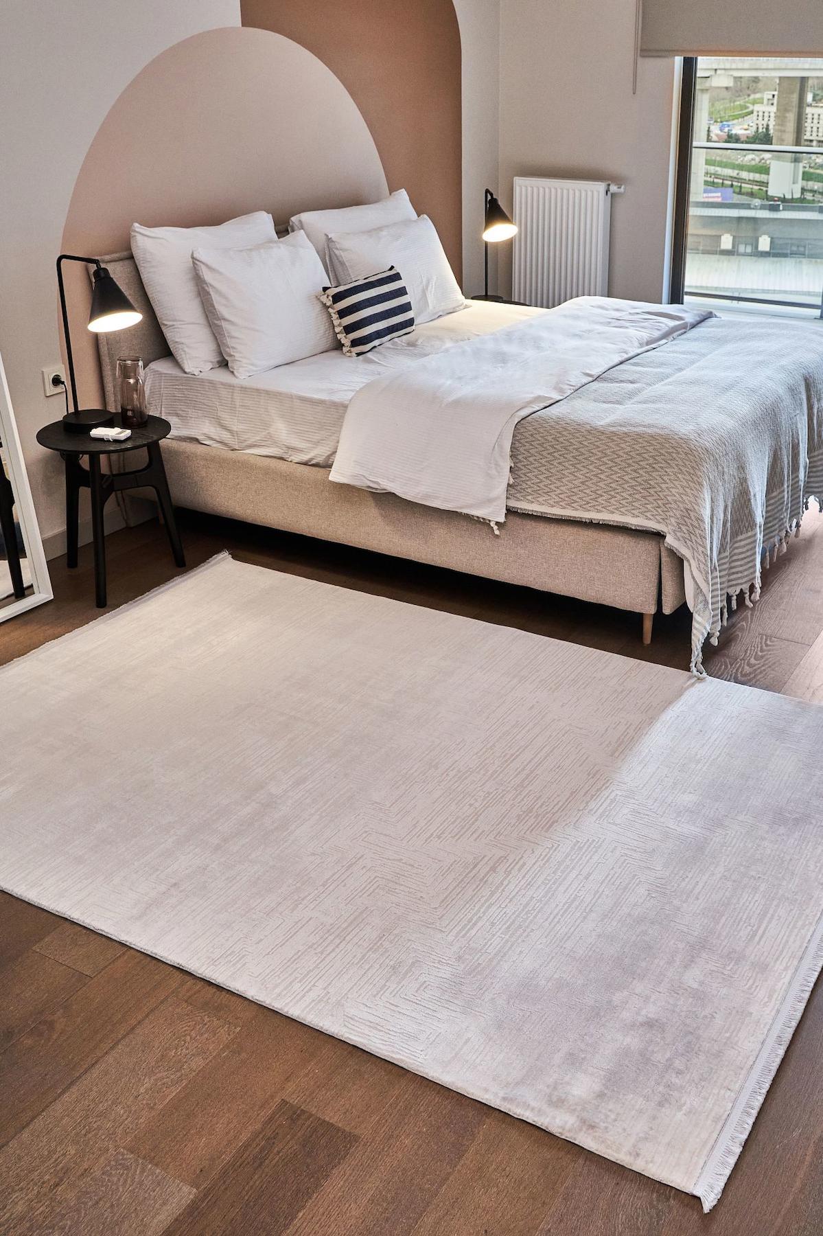 Apex Calista 1751 Çok Renkli Viskon Yıkanabilir İnce Kaymaz Jüt Taban Dikdörtgen Makine Dokuma Salon Halısı 80x120 cm