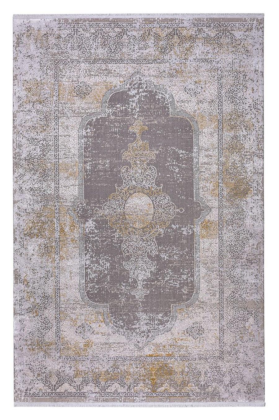 Kreasyon Halı Biblos 9305 Gri 30 mm Polipropilen Antialerjenik Yıkanabilir Kalın Kaymaz Jüt Taban Dikdörtgen Makine Dokuma Salon Halısı 160x230 cm