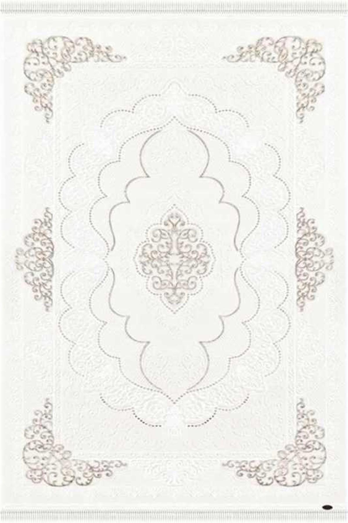 Dinarsu GD004 Krem 12 mm Akrilik Silinebilir Yıkanabilir Orta Kaymaz Dikdörtgen Makine Dokuma Oturma Odası Halısı 80x500 cm
