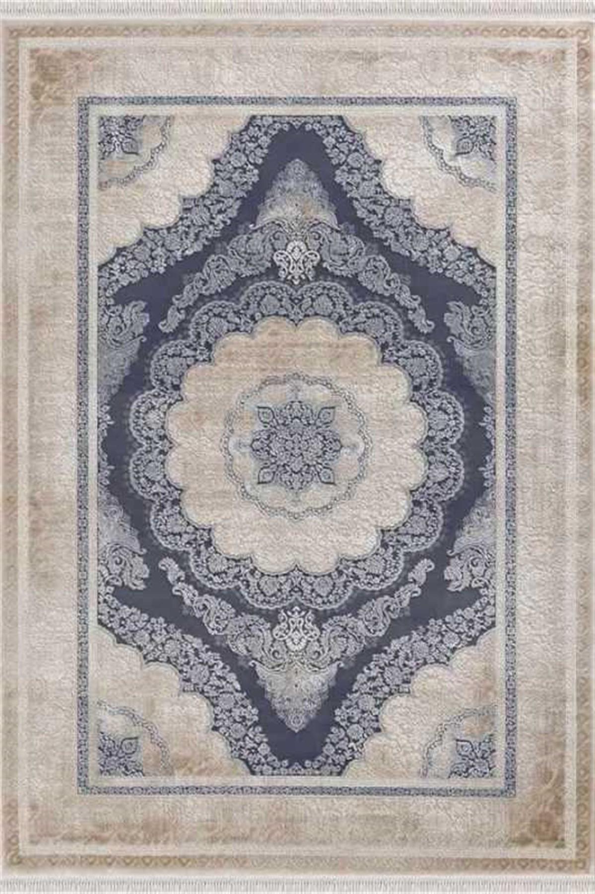 Merinos Rodin 19773 Çok Renkli 8 mm Akrilik Toz Tutmaz Yıkanabilir kalın Kaymaz Dikdörtgen Makine Dokuma Salon Halısı 120x200 cm
