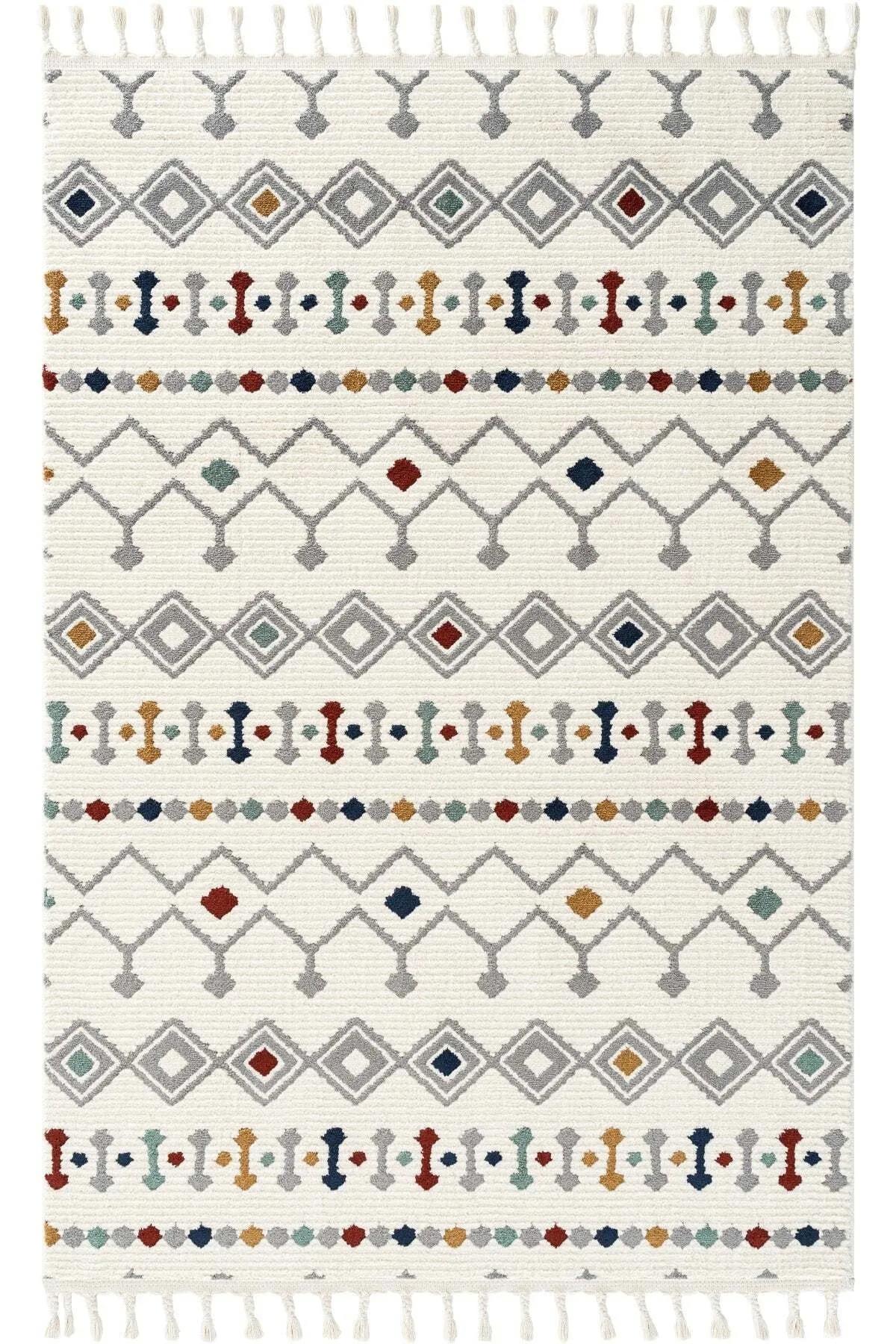 Seyran Halı Puffy 1002 Çok Renkli 12 mm Polipropilen Antibakteriyel Yıkanabilir Kalın Kaymaz Lateks Taban Dikdörtgen Makine Dokuma Salon Halısı 200x290 cm