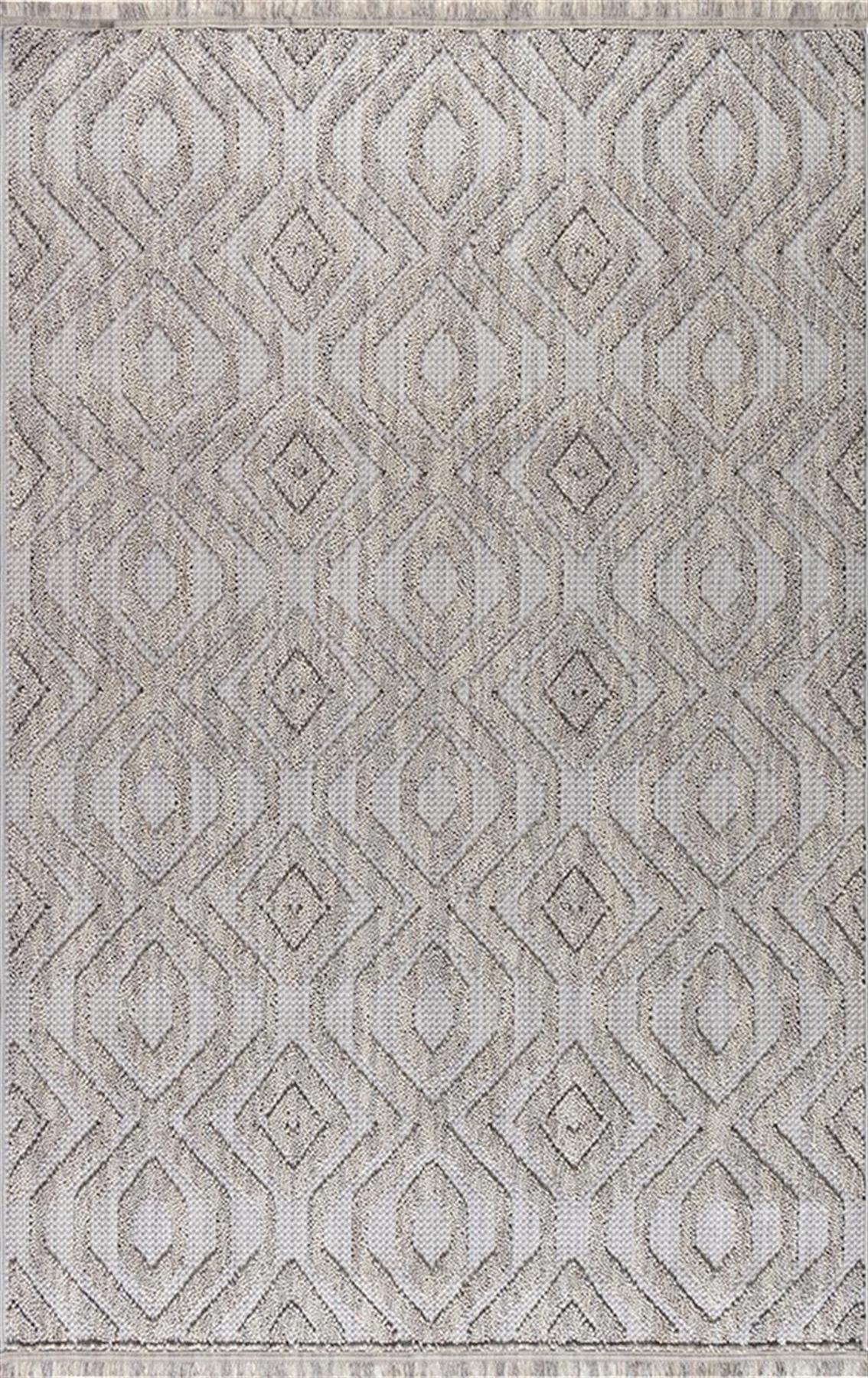 Merinos Garden 61577 Vizon 12 mm Polyester Toz Tutmaz Yıkanabilir Kalın Kaymaz Dikdörtgen Makine Dokuma Salon Halısı 80x150 cm