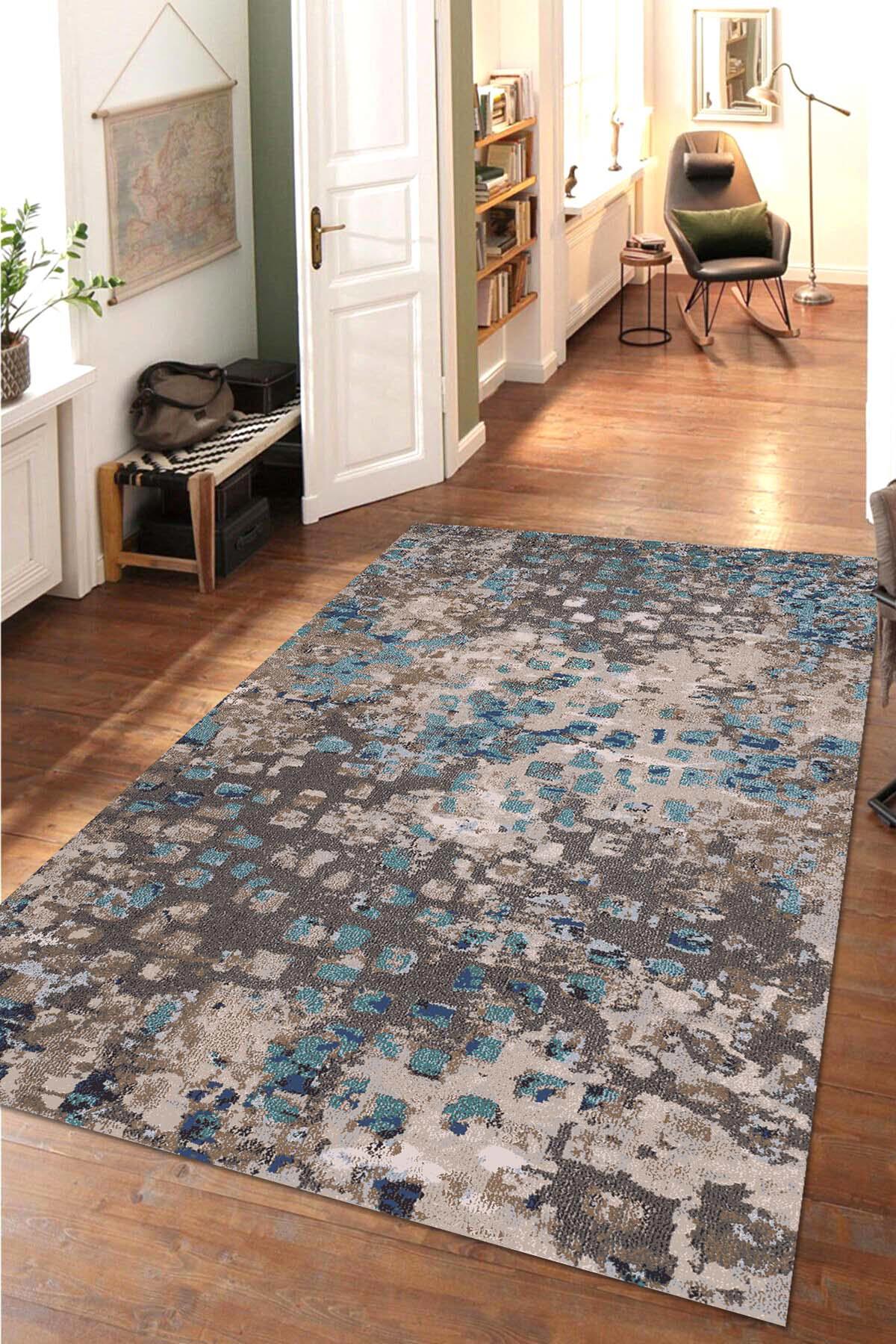 Latte Dizayn Greta Krem 0.8 mm Pamuk Yıkanabilir İnce Kaymaz Pamuk Taban Dikdörtgen Makine Dokuma Salon Halısı 120x180 cm