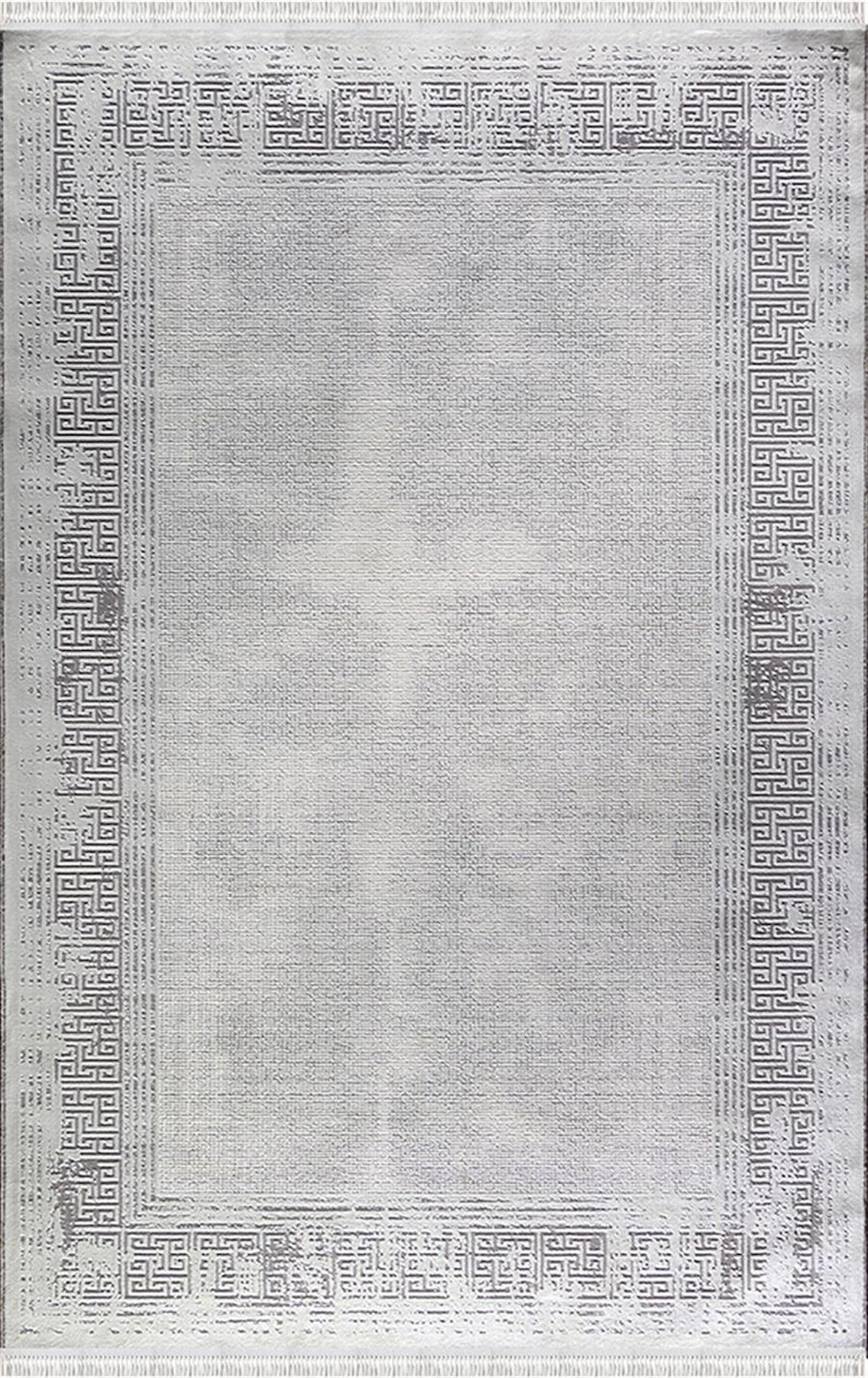Merinos Rodin 60894 Gri 8 mm Akrilik Toz Tutmaz Yıkanabilir Kalın Kaymaz Dikdörtgen Makine Dokuma Salon Halısı 120x200 cm