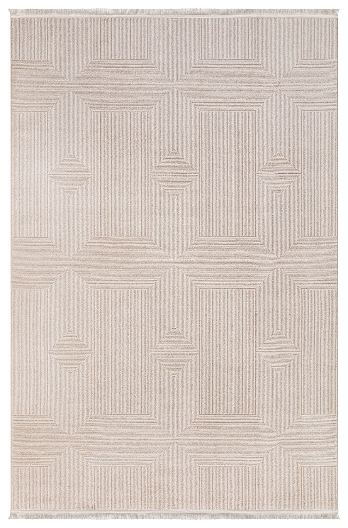 İpek Mekik Halı Kazaz 2314A Krem 8 mm Akrilik Yıkanabilir Orta Kaymaz Pamuk Taban Dikdörtgen Makine Dokuma Antre-Çocuk Odası-Salon-Yatak Odası Halısı 160x230 cm