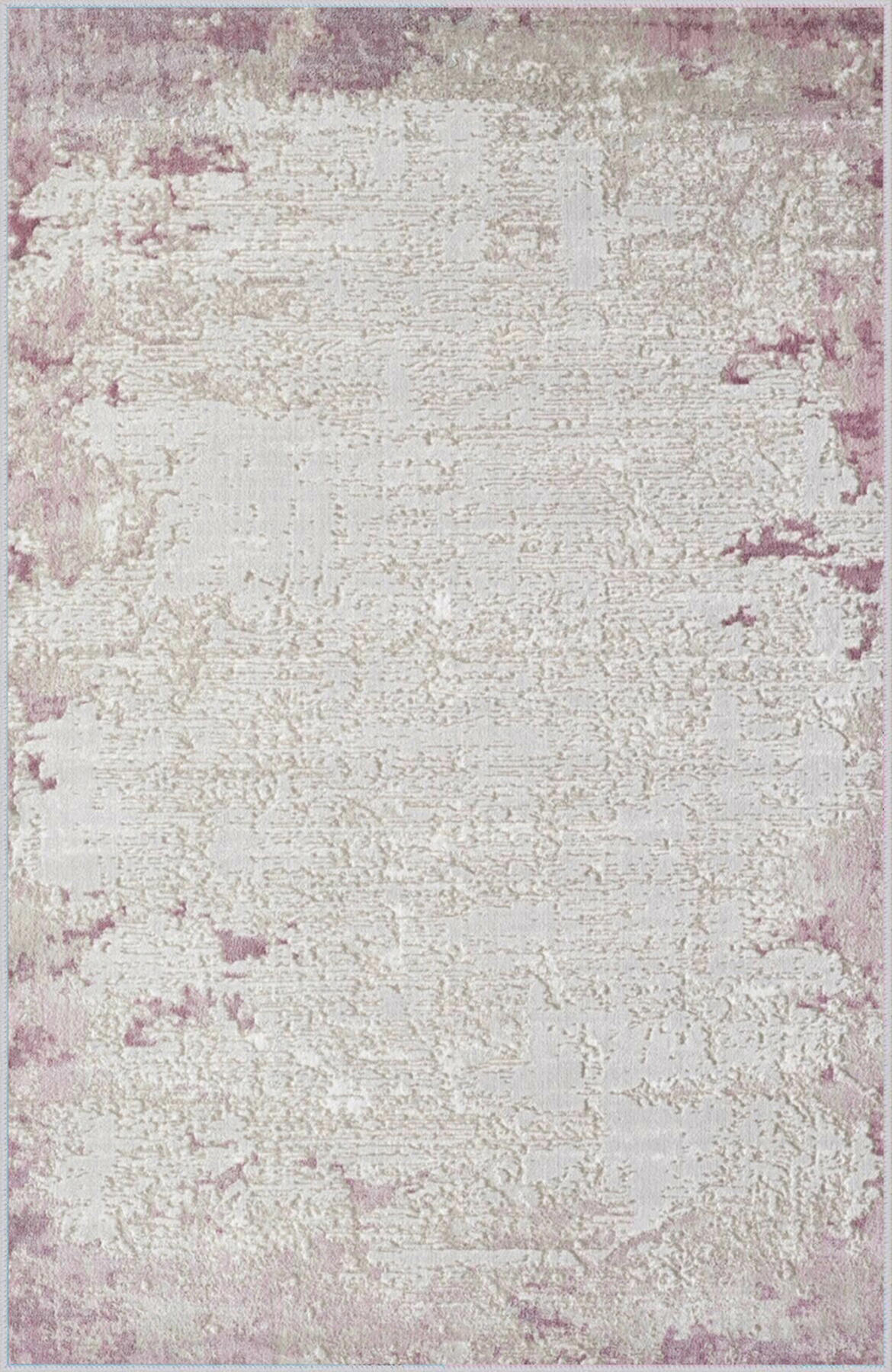 Rovigo Home RVG1066 Bej-Pembe 8 mm Polyester Antibakteriyel-Leke Tutmaz-Toz Tutmaz Yıkanabilir İnce Kaymaz Dot Taban Dikdörtgen Makine Dokuma Salon Halısı 120x200 cm