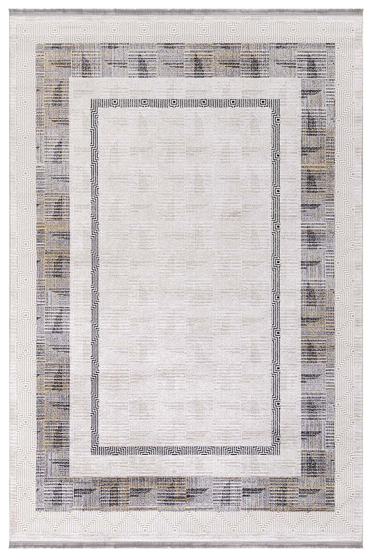 İpek Mekik Halı Arca 1154A Gri 8 mm Akrilik Toz Tutmaz Yıkanabilir Orta Kaymaz Pamuk Taban Geometrik Dikdörtgen Makine Dokuma Antre-Çocuk Odası-Salon-Yatak Odası Halısı 100x300 cm