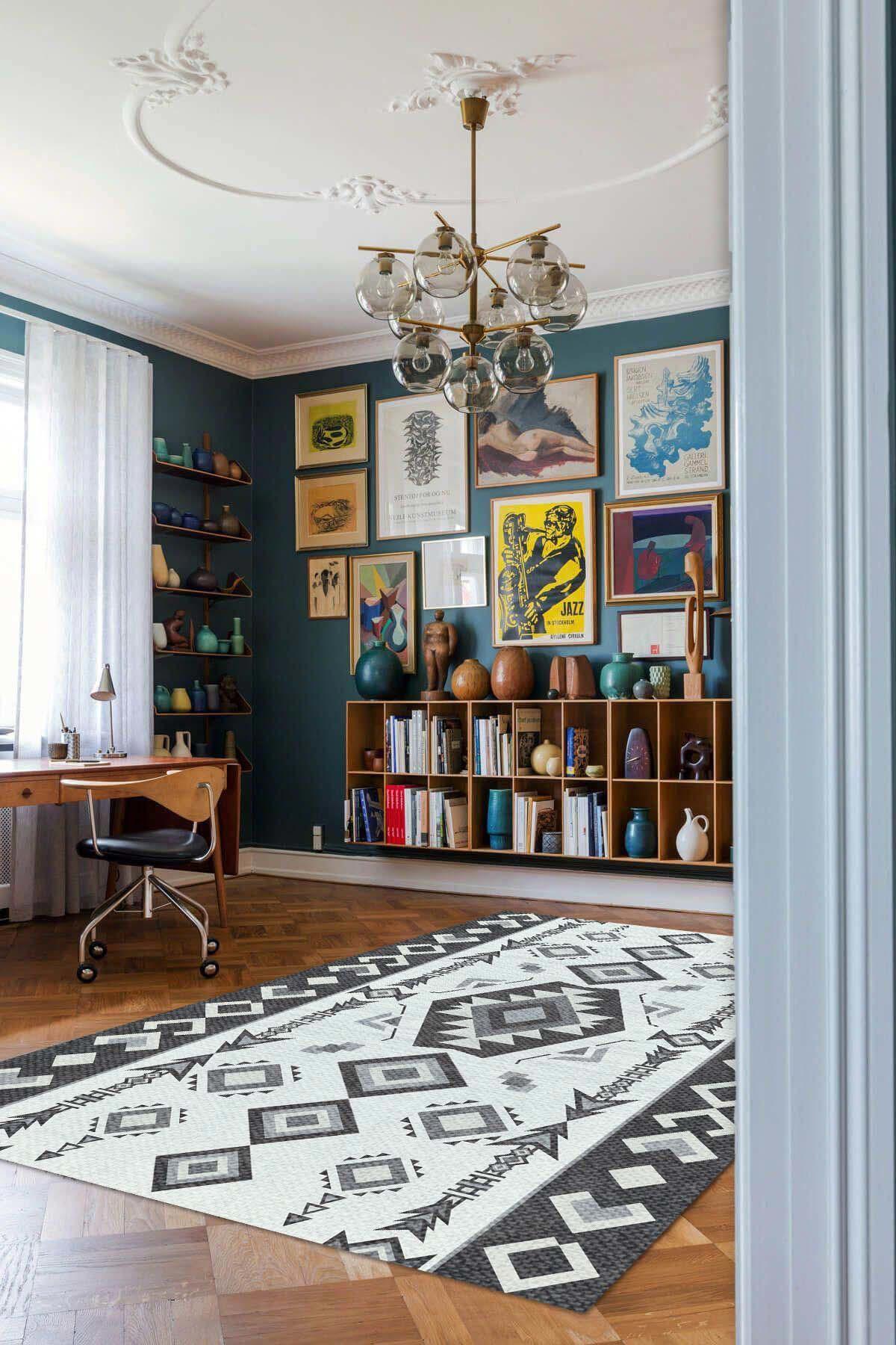 İlyaki Home Carny Krem 0.5 mm Pamuk Antibakteriyel Yıkanabilir İnce Kaymaz Pamuk Taban Dikdörtgen Makine Dokuma Salon Halısı 80x120 cm