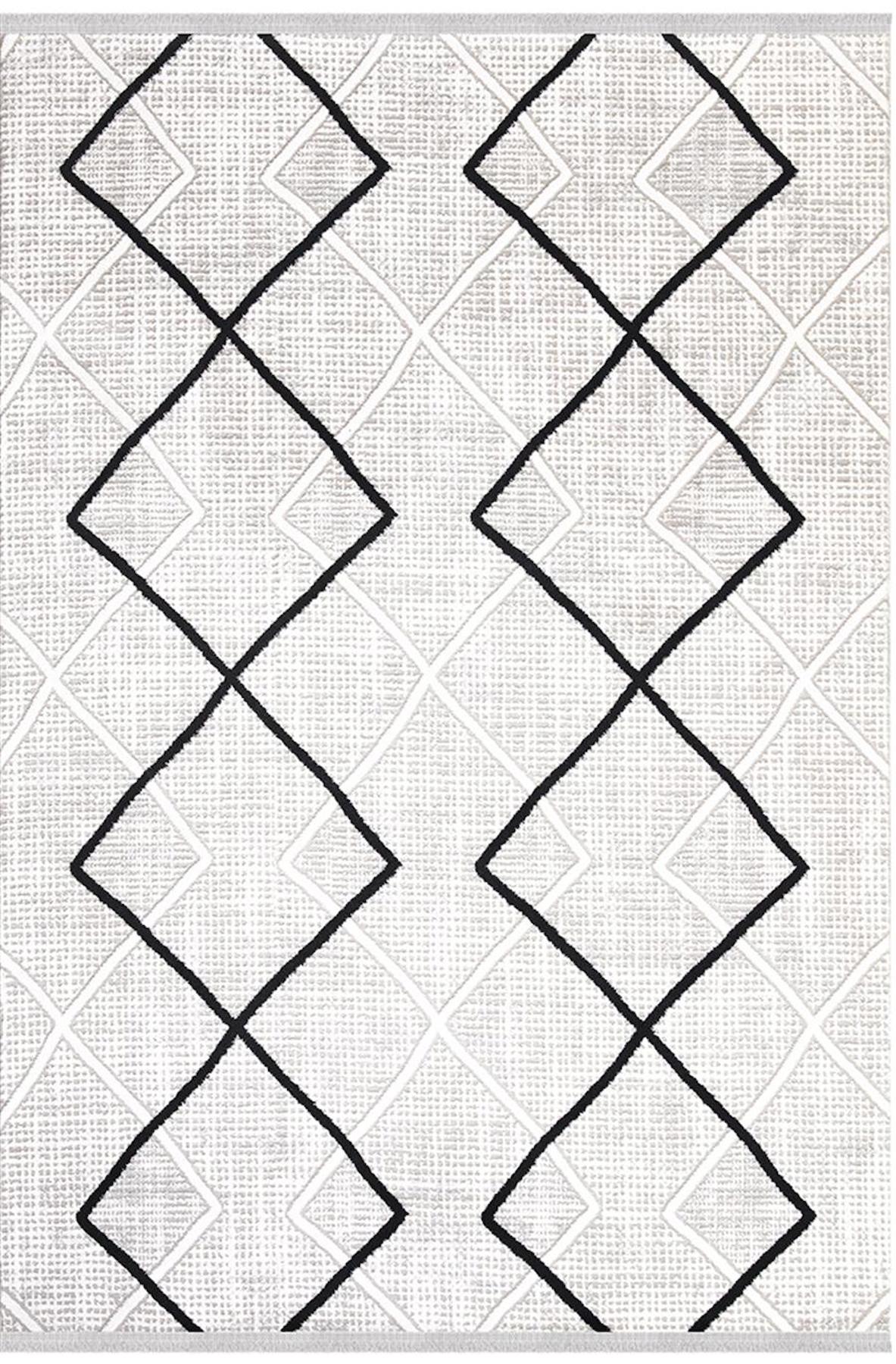 İpek Mekik Halı Filiya 11350 Krem 8 mm Akrilik Yıkanabilir Orta Kaymaz Pamuk Taban Dikdörtgen Makine Dokuma Antre-Çocuk Odası-Salon-Yatak Odası Halısı 160x230 cm