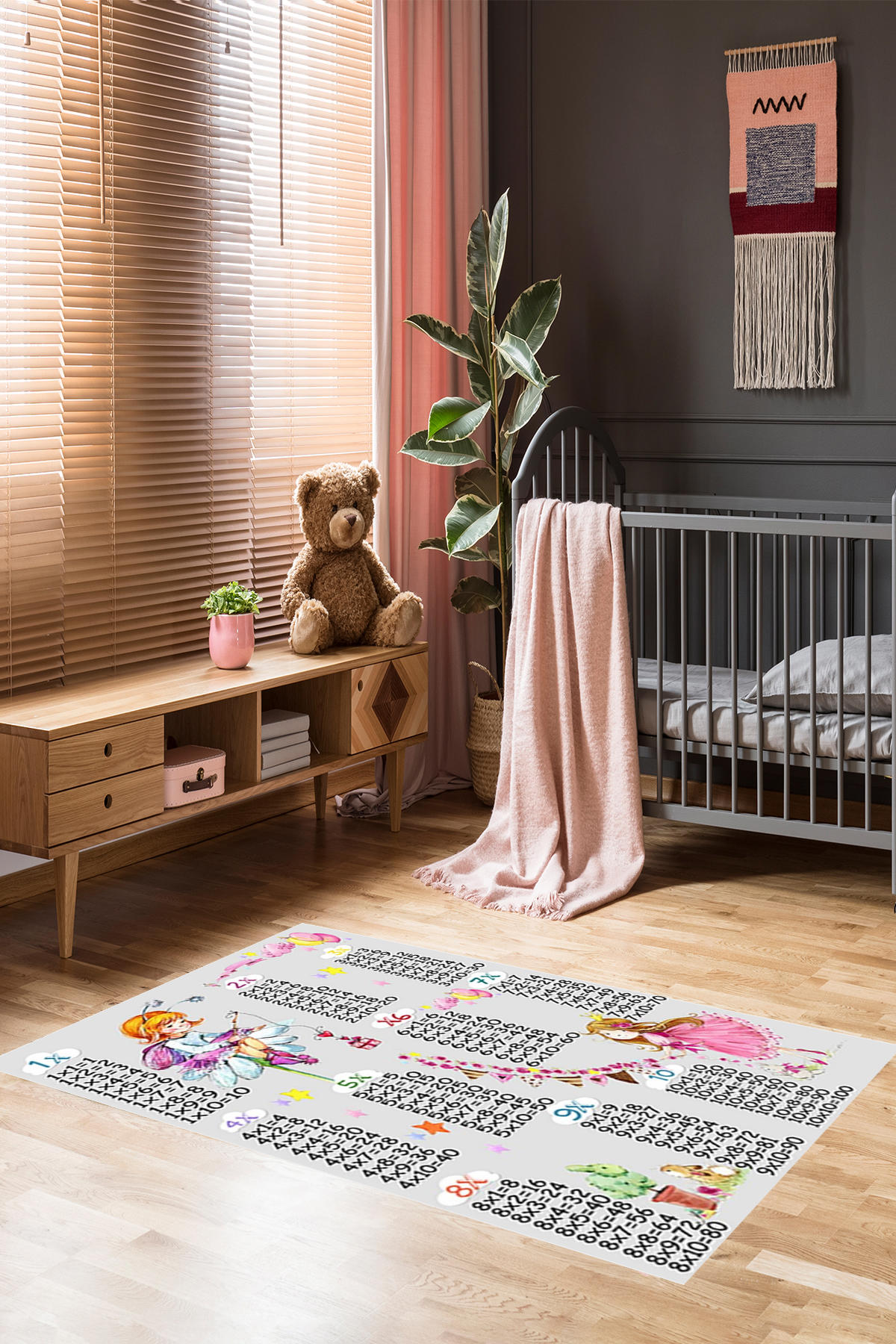 Homier Collection H-CK-10007A Gri 7 mm Pamuk Antibakteriyel Yıkanabilir Orta Kaymaz Dot Taban Dikdörtgen Makine Dokuma Çocuk Odası Halısı 100x200 cm