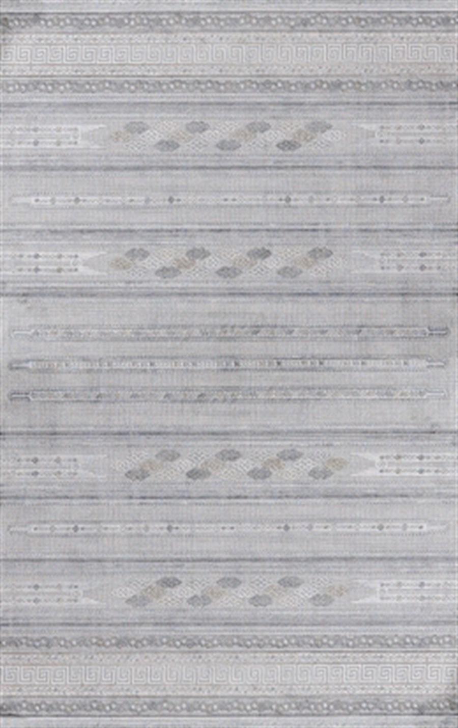 Merinos Etro 36151 Gri 5 mm Akrilik Yıkanabilir İnce Kaymaz Dikdörtgen Makine Dokuma Salon Halısı 133x190 cm
