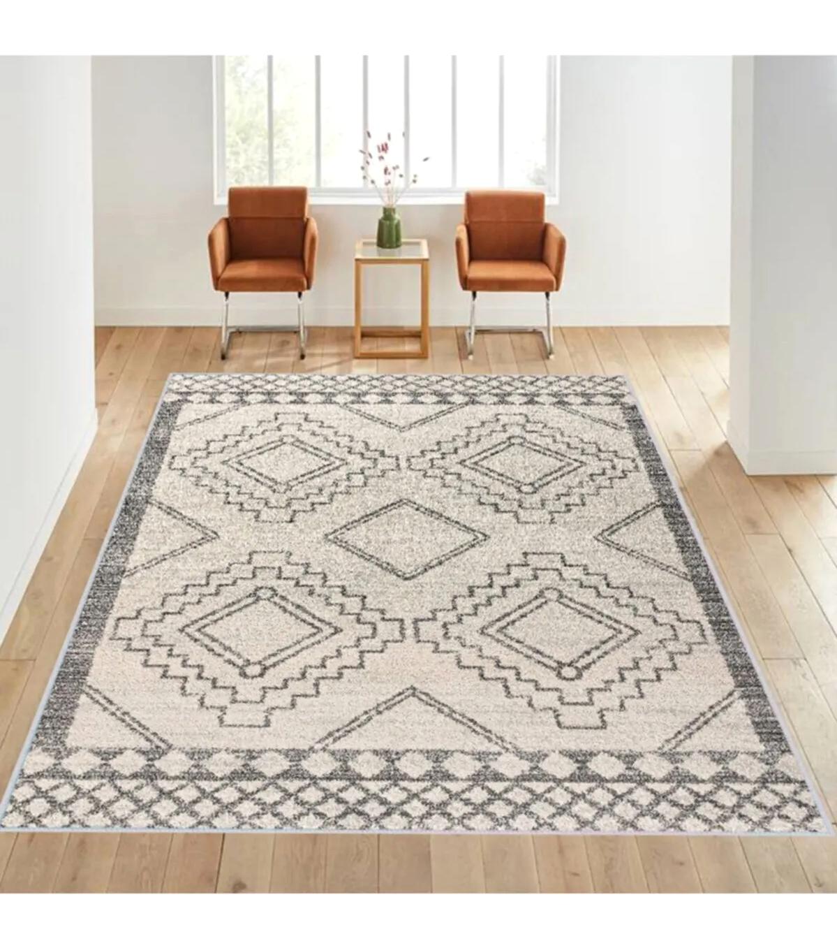 Rovigo Home RVG1019 Krem 8 mm Polyester Antibakteriyel-Leke Tutmaz-Toz Tutmaz Yıkanabilir İnce Kaymaz Dot Taban Dikdörtgen Makine Dokuma Salon Halısı 80x200 cm