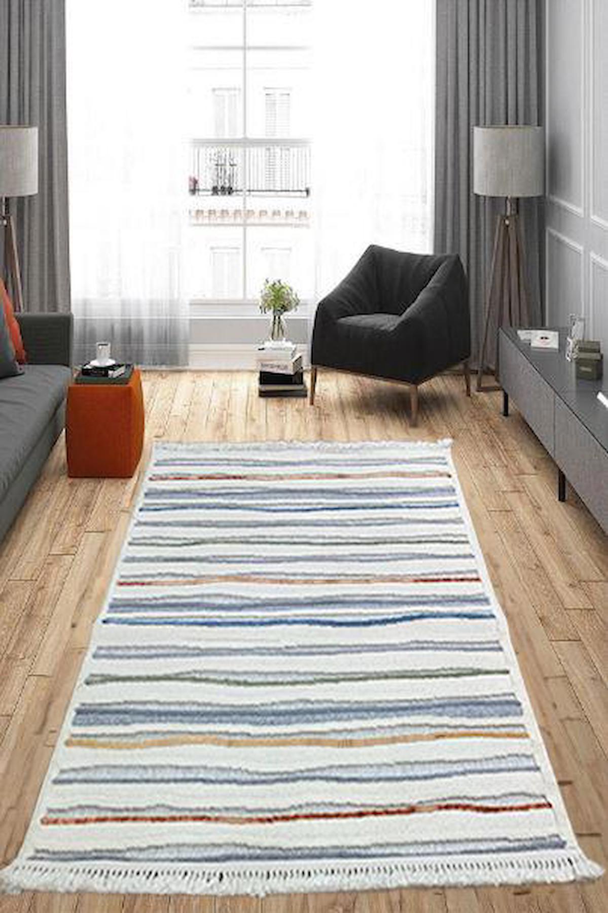 Enti Halı Polo 7803 Krem 10 mm Polyester Silinebilir Yıkanabilir Orta Dikdörtgen Makine Dokuma Oturma Odası Halısı 200x290 cm