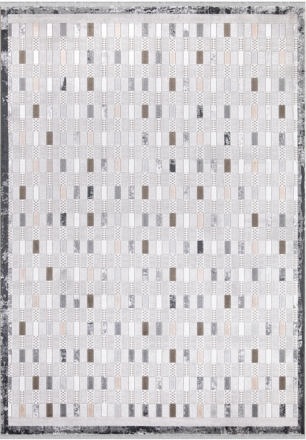 İpek Home Roxanne 17192 Gri 8 mm Akrilik Yıkanabilir İnce Kaymaz Pamuk Taban Dikdörtgen Makine Dokuma Antre-Çocuk Odası-Salon-Yatak Odası Halısı 80x150 cm