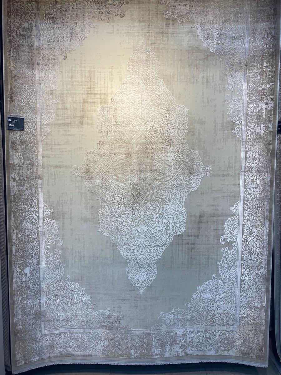 Kreasyon Halı Gallery 1160 Bej 7 mm Akrilik Yalıtıma Yardımcı Yıkanabilir İnce Kaymaz Pamuk Taban Dikdörtgen Makine Dokuma Salon Halısı 100x300 cm