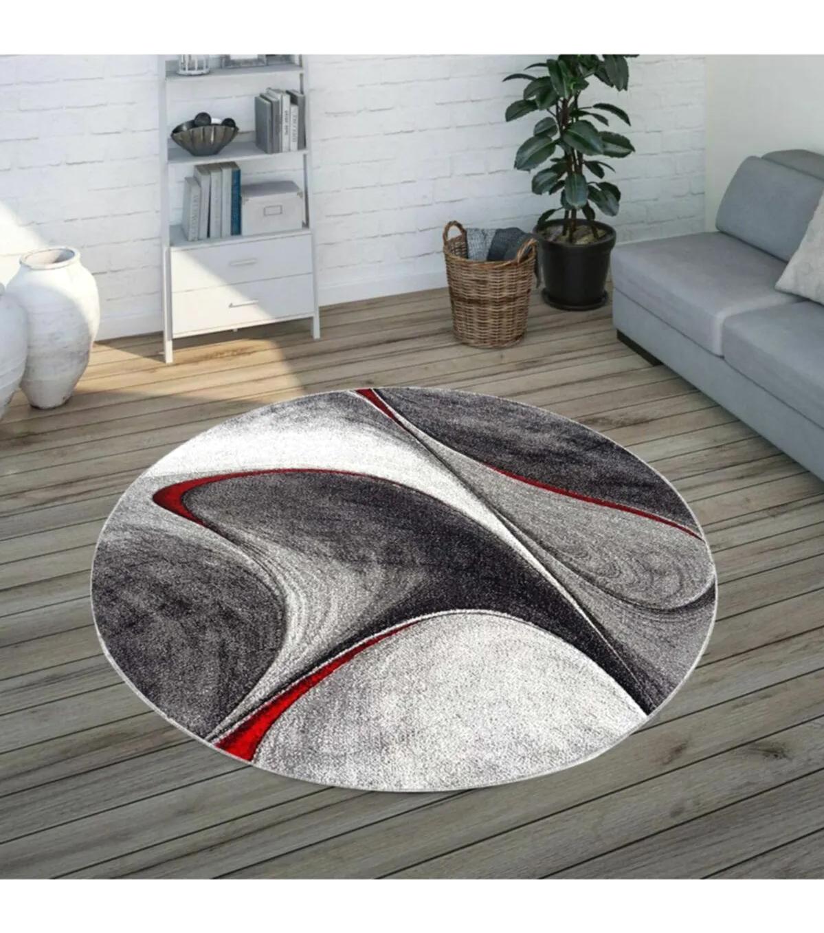 Rovigo Home RVG7083 Çok Renkli 8 mm Polyester Antibakteriyel-Leke Tutmaz-Toz Tutmaz Yıkanabilir İnce Kaymaz Dot Taban Yuvarlak Makine Dokuma Salon Halısı 160x300 cm