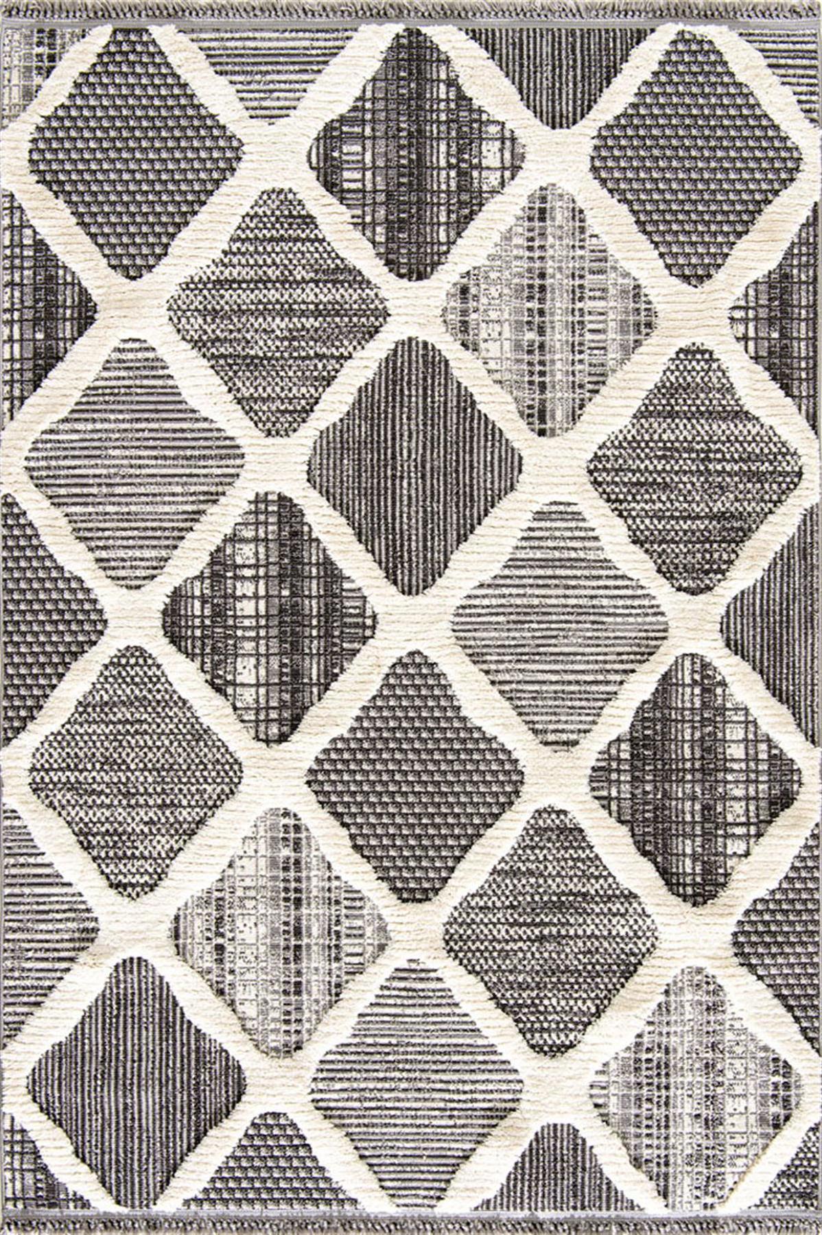 Enti Halı Step 2202 Gri 10 mm Polyester Antibakteriyel Yıkanabilir Orta Dikdörtgen Makine Dokuma Salon Halısı 160x235 cm