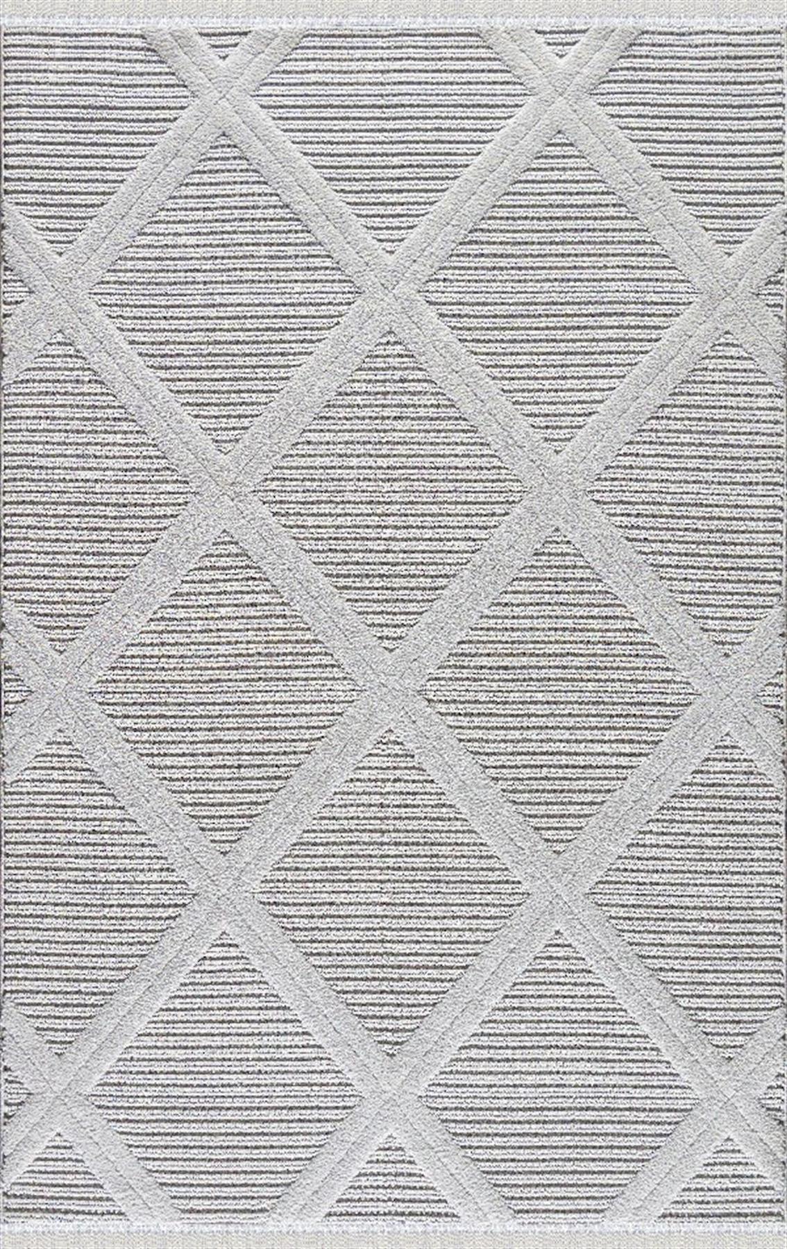 Merinos Garden 61576 Krem 12 mm Polyester Toz Tutmaz Yıkanabilir Kalın Kaymaz Dikdörtgen Makine Dokuma Salon Halısı 180x180 cm