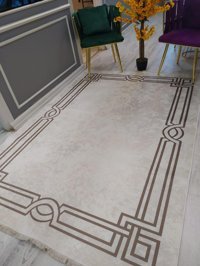 Doruklar Home Collection Kahverengi - Krem 0.8 mm Mikropolyester Yıkanabilir Kaymaz Taban Dikdörtgen Makine Dokuma Halı 120x200 cm