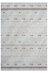 Kreasyon Halı MX004 Krem 8 mm Polyester Yıkanabilir Kalın Dikdörtgen Makine Dokuma Salon Halısı 125x200 cm