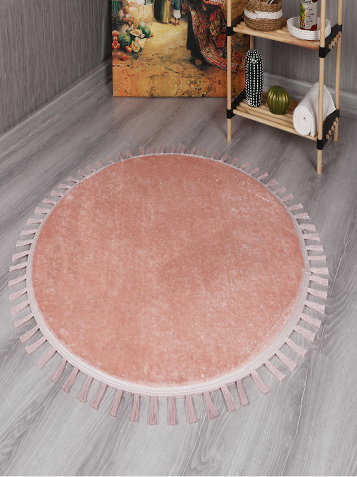 My Evilla Pembe 15 mm Pamuk Yıkanabilir Kalın Kaymaz Oval Makine Dokuma Salon Halısı 180x300 cm
