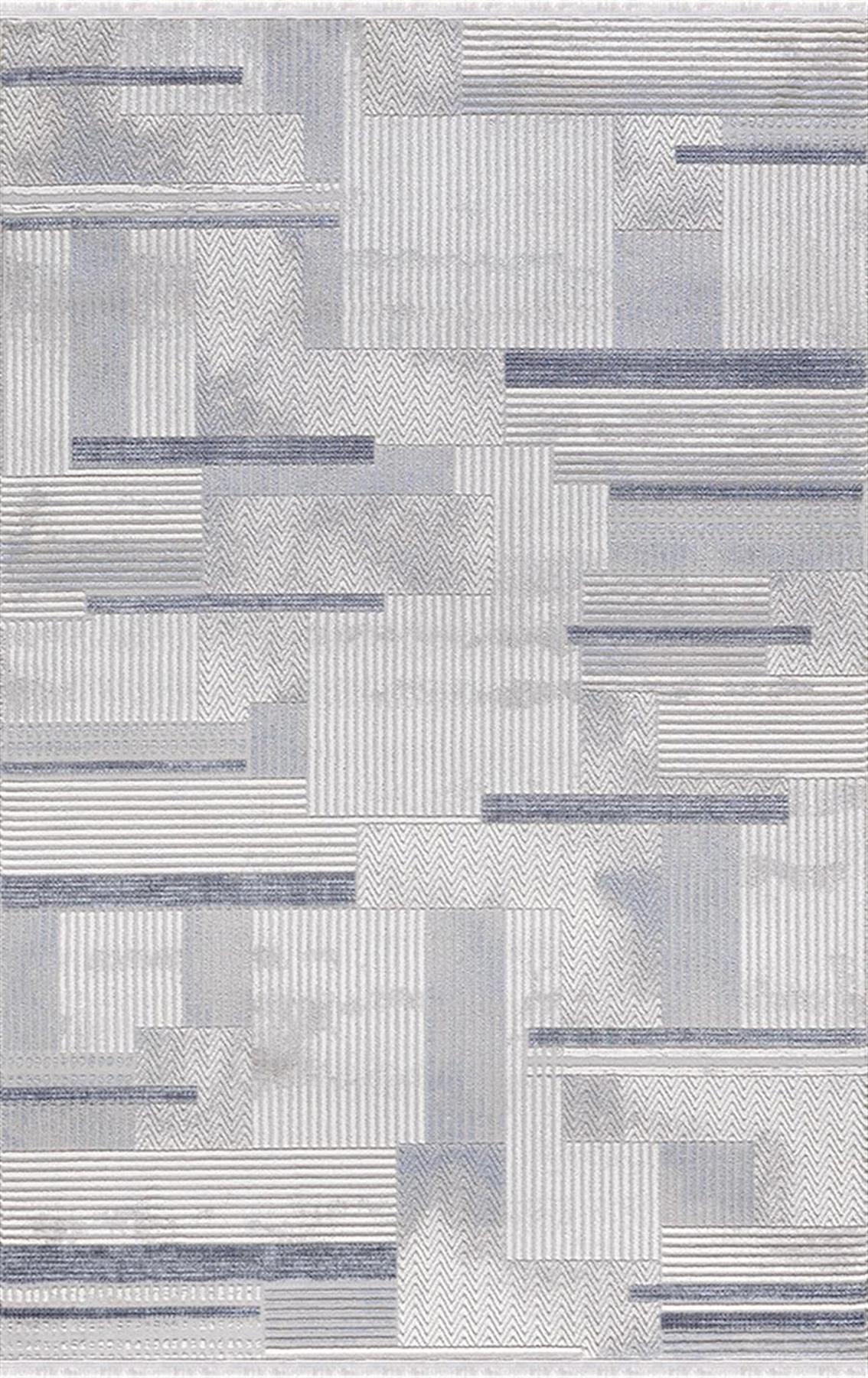 Merinos Diyez 39140 Mavi 9 mm Akrilik Yıkanabilir İnce Kaymaz Dikdörtgen Makine Dokuma Salon Halısı 140x200 cm