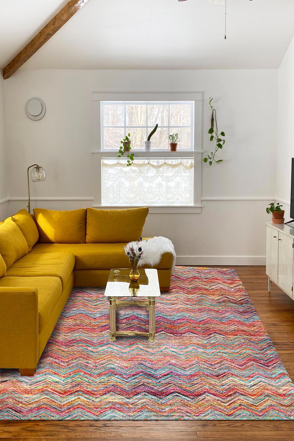 Aida Home Missoni Krem 0.5 mm Pamuk Antibakteriyel Yıkanabilir İnce Kaymaz Şönil Taban Dikdörtgen Makine Dokuma Salon Halısı 100x200 cm