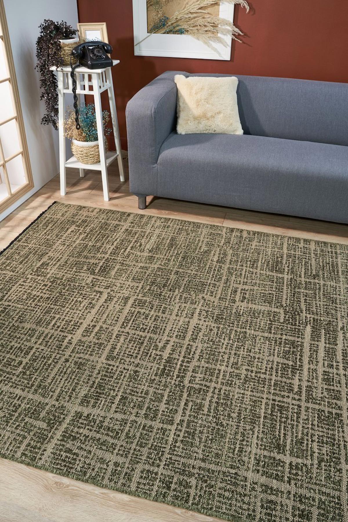 Apex Gloria 4012 Krem Viskon Yıkanabilir İnce Kaymaz Dikdörtgen Makine Dokuma Salon Halısı 80x200 cm