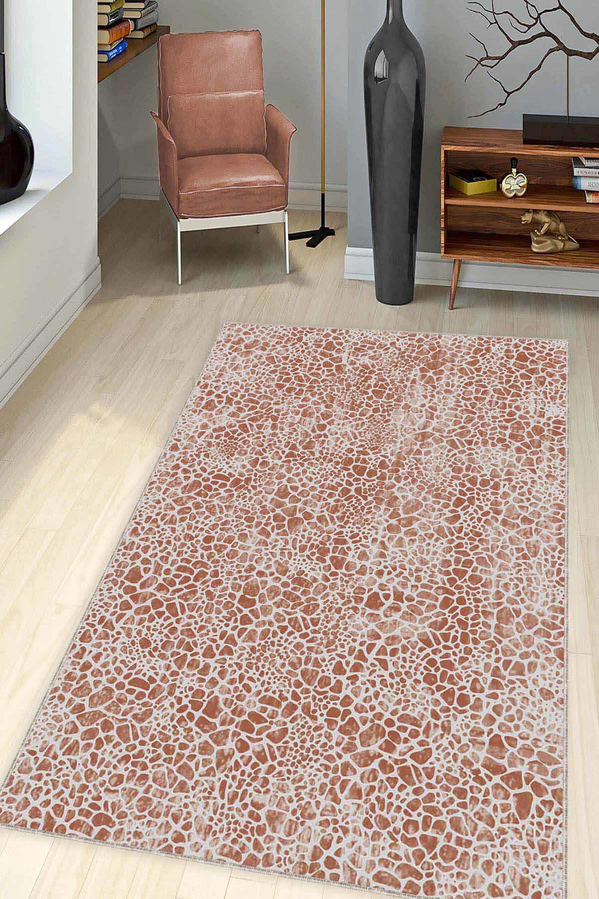 Viva Home LE008 Çok Renkli 7 mm Mikropolyester Yıkanabilir İnce Kaymaz Taban Dikdörtgen Makine Dokuma Salon Halısı 140x200 cm