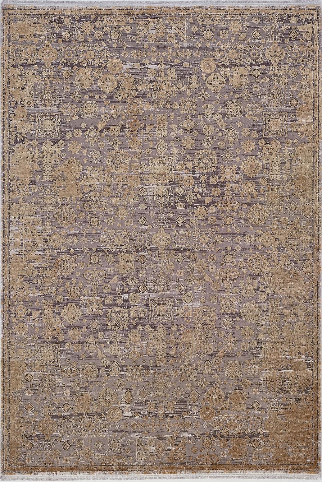 Gümüşsuyu İpekzade100 13945 Altın 8 mm Akrilik Yıkanabilir Orta Kaymaz Dikdörtgen Makine Dokuma Oturma Odası-Salon Halısı 80x150 cm