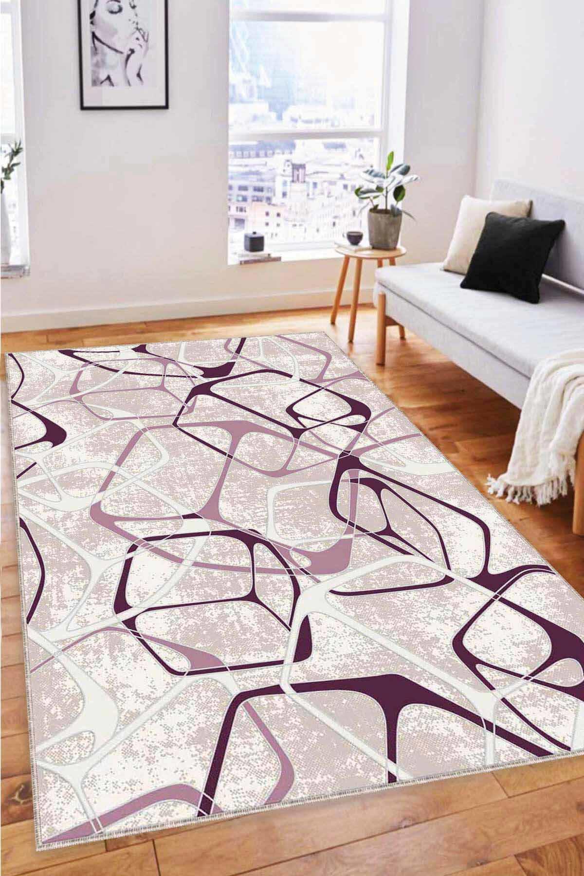 Viva Home LK009 Çok Renkli 7 mm Mikropolyester Yıkanabilir İnce Kaymaz Dikdörtgen Makine Dokuma Salon Halısı 160x230 cm