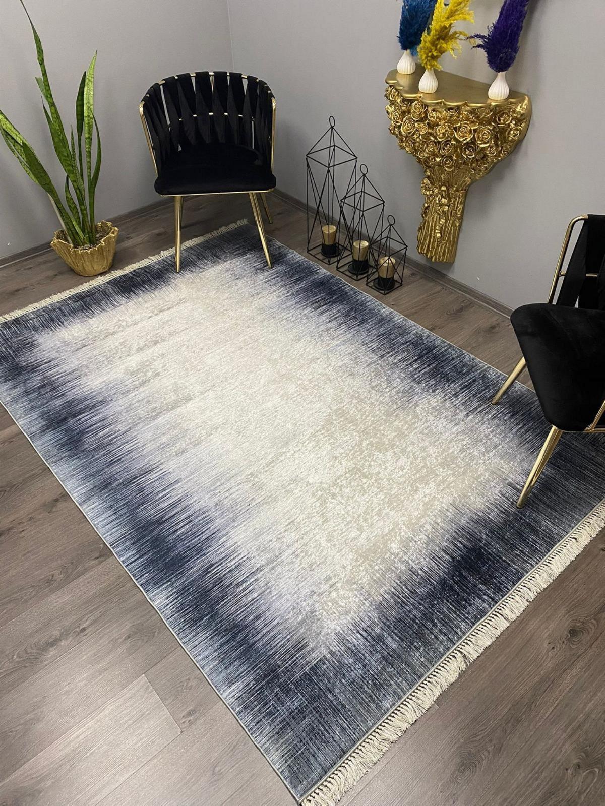 Halı Furyası Krem Yıkanabilir Kaymaz Taban Dikdörtgen Makine Dokuma Halı 80x150 cm
