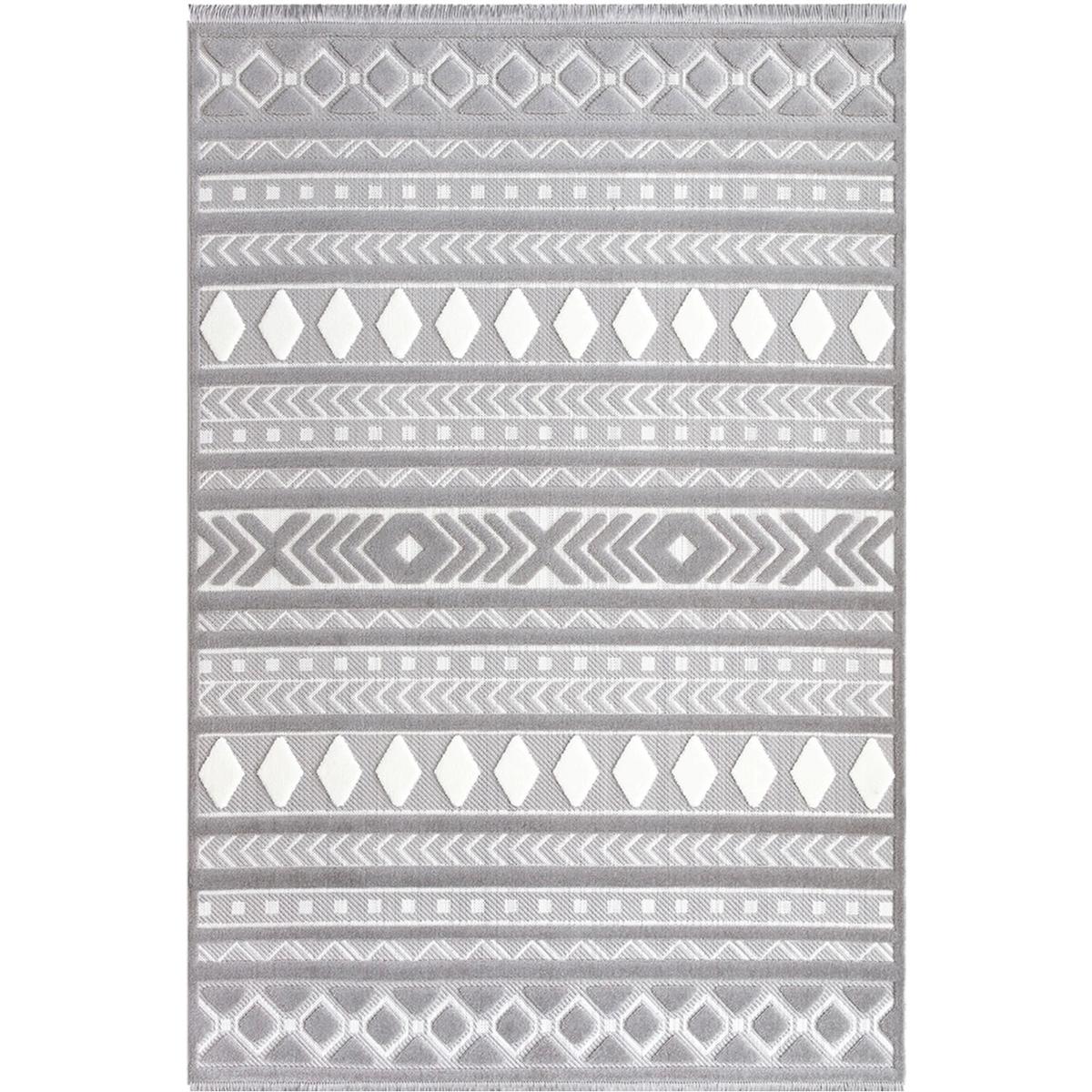 İpek Mekik Halı Almond 11412 Krem 10 mm Polyester Toz Tutmaz Yıkanabilir Orta Kaymaz Jüt Taban Geometrik Dikdörtgen Makine Dokuma Antre-Çocuk Odası-Salon-Yatak Odası Halısı 80x300 cm