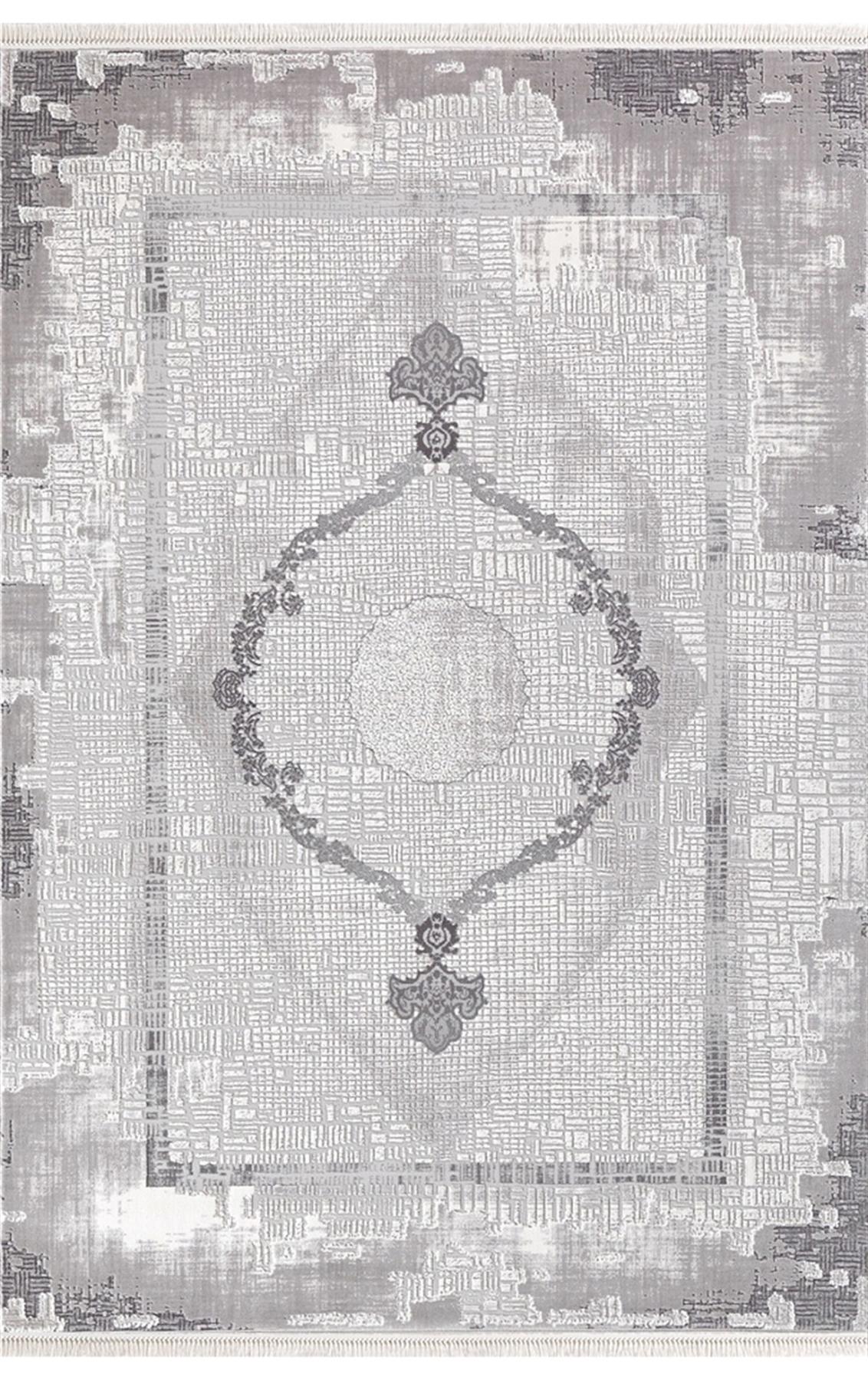 Dinarsu Arora 31887 Gri 11 mm Akrilik Silinebilir Yıkanabilir Orta Kaymaz Dikdörtgen Makine Dokuma Oturma Odası Halısı 160x235 cm