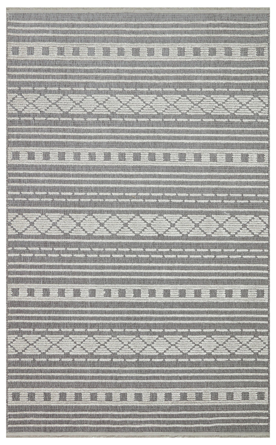 Eko Halı Jakarta JKR02 Gri 10 mm Polipropilen Silinebilir Yıkanabilir Orta Kaymaz Dikdörtgen Makine Dokuma Salon Halısı 160x235 cm