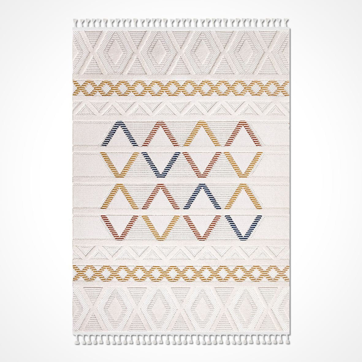 Crea Halı Liza 18500 Krem 10 mm Polyester Toz Tutmaz Yıkanabilir Orta Dikdörtgen Makine Dokuma Salon Halısı 100x180 cm