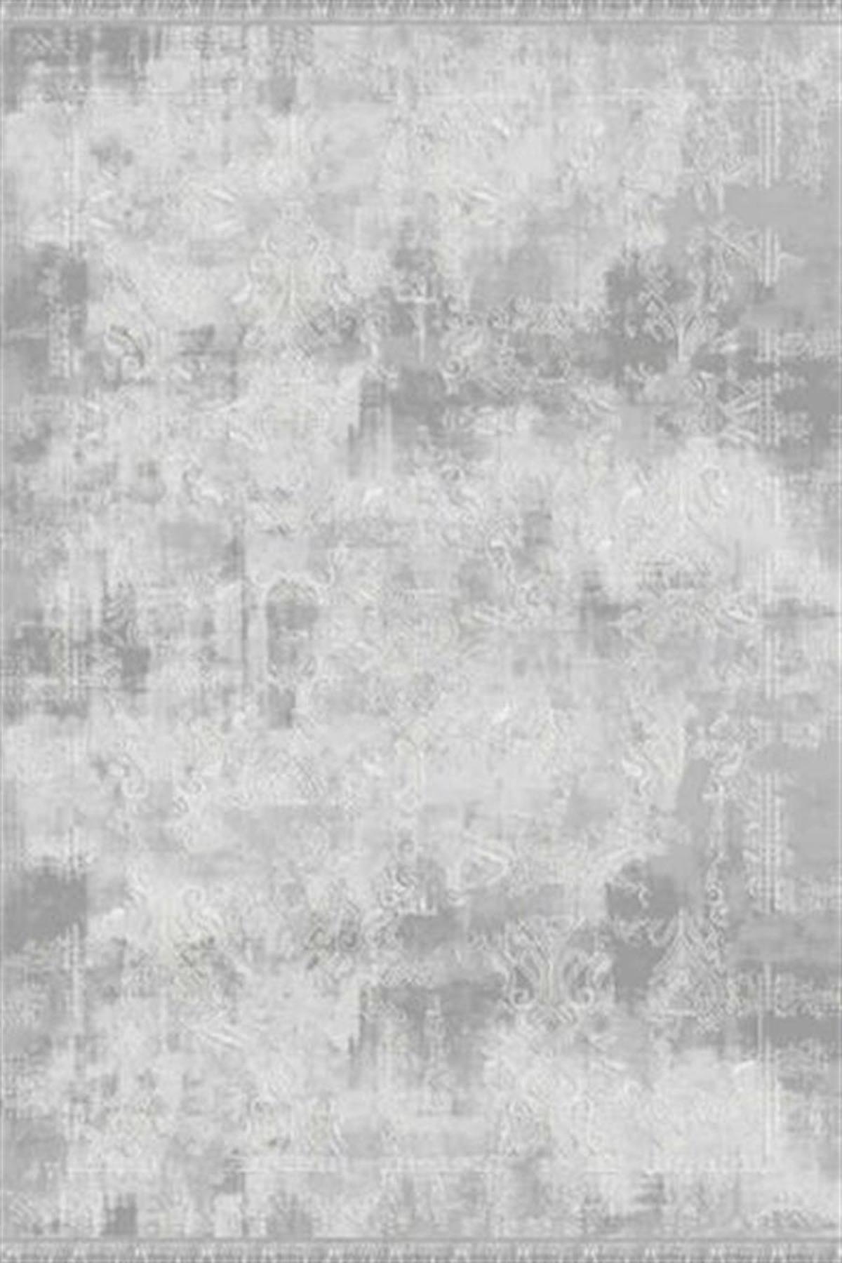 İpek Mekik Halı Blossom 13409 Gri 10 mm Bambu Yıkanabilir Orta Kaymaz Pamuk Taban Dikdörtgen Makine Dokuma Antre-Çocuk Odası-Salon-Yatak Odası Halısı 80x300 cm