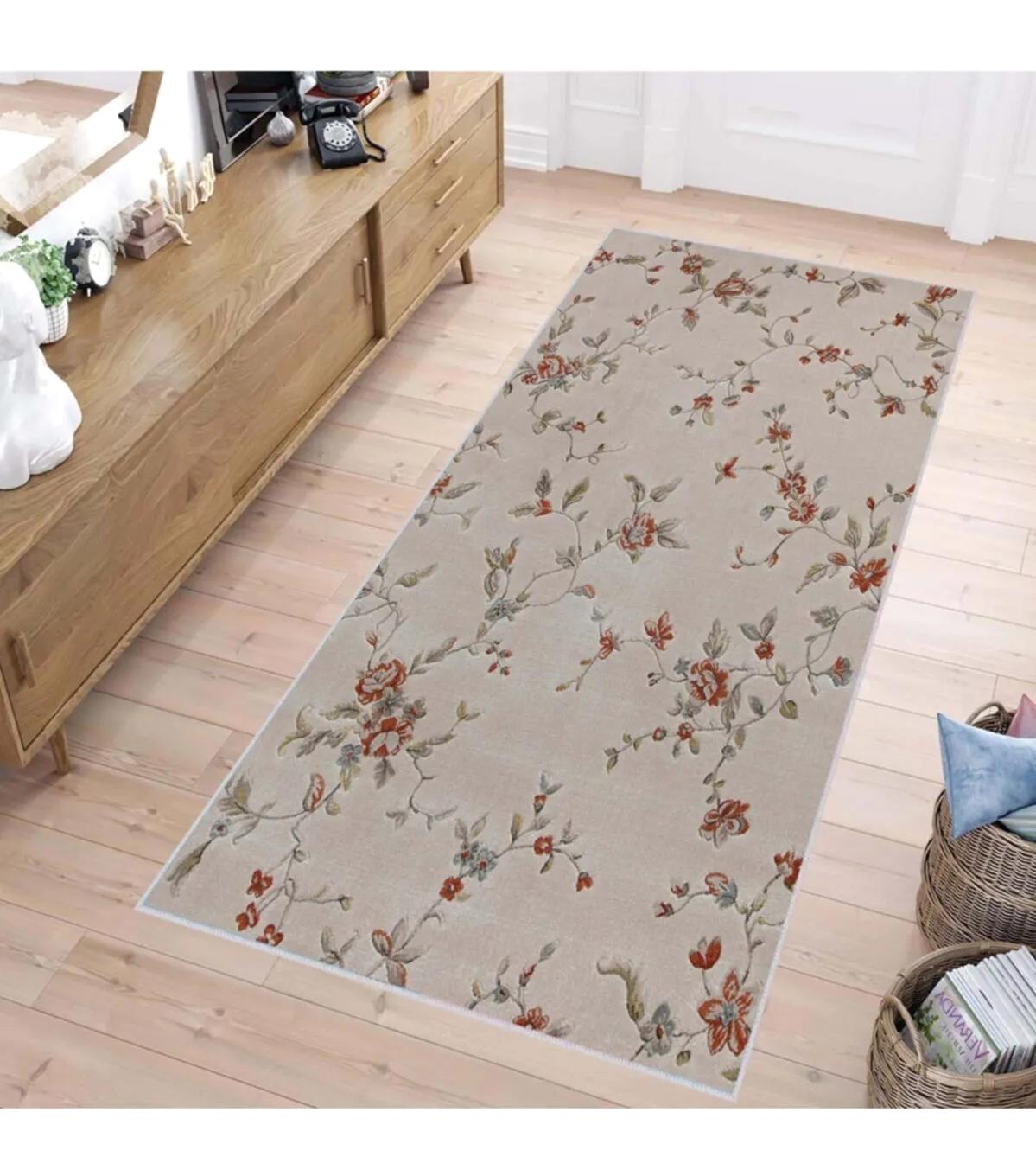 Rovigo Home RVG1474 Krem 8 mm Polyester Antibakteriyel-Leke Tutmaz-Toz Tutmaz Yıkanabilir İnce Kaymaz Dot Taban Dikdörtgen Makine Dokuma Salon Halısı 100x100 cm