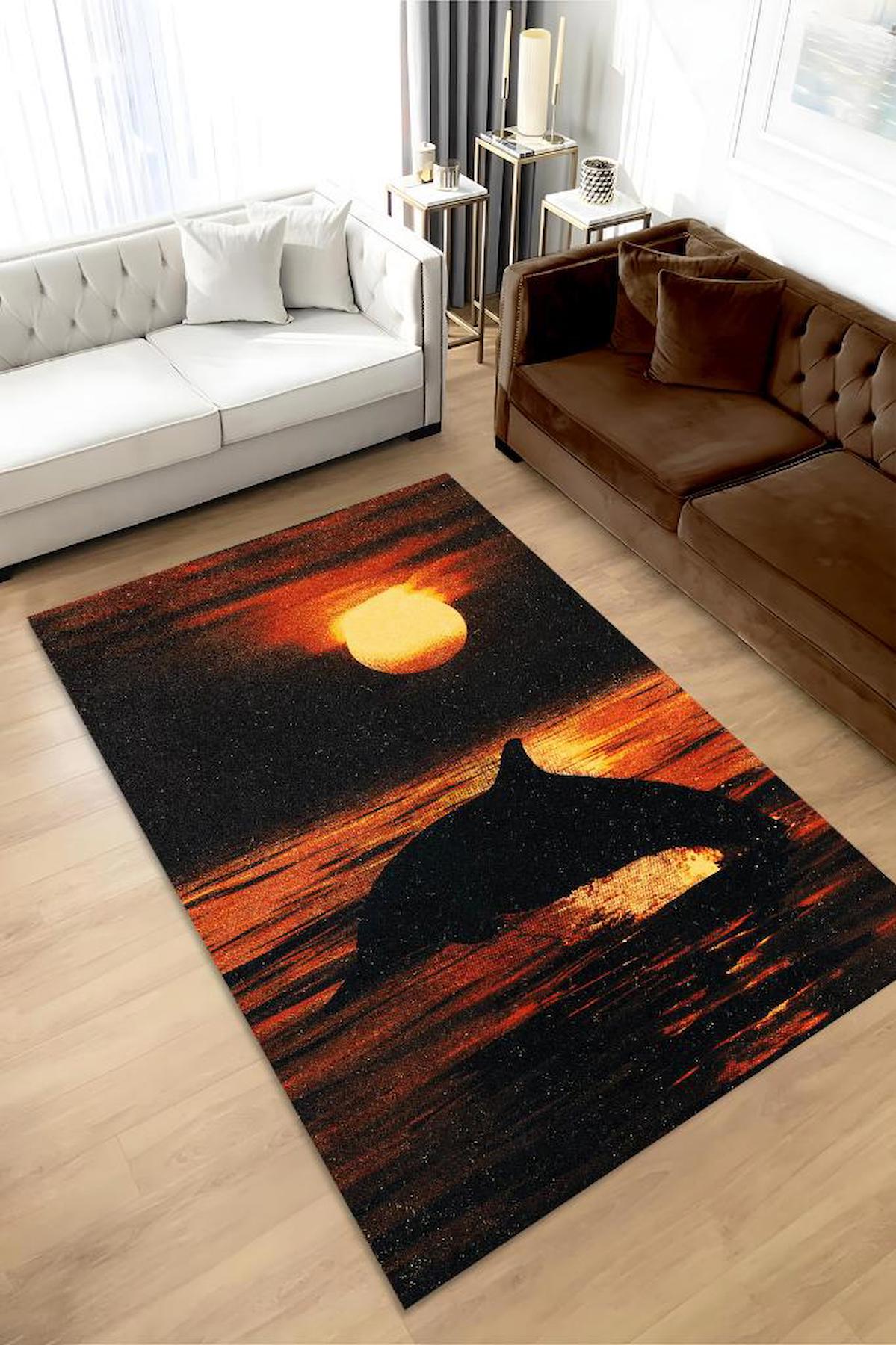 Homshtag Gün Batımı Krem 4 mm Pamuk Antistatik Yıkanabilir İnce Kaymaz Dikdörtgen Makine Dokuma Salon Halısı 160x160 cm