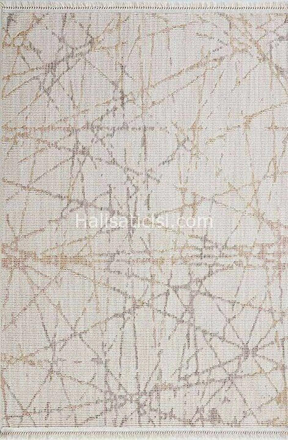 Gümüşsuyu Deco Point 15765 Bej 6 mm Pamuk-Polyester Toz Tutmaz Yıkanabilir İnce Kaymaz Geometrik Dikdörtgen Makine Dokuma Salon Halısı 230x230 cm