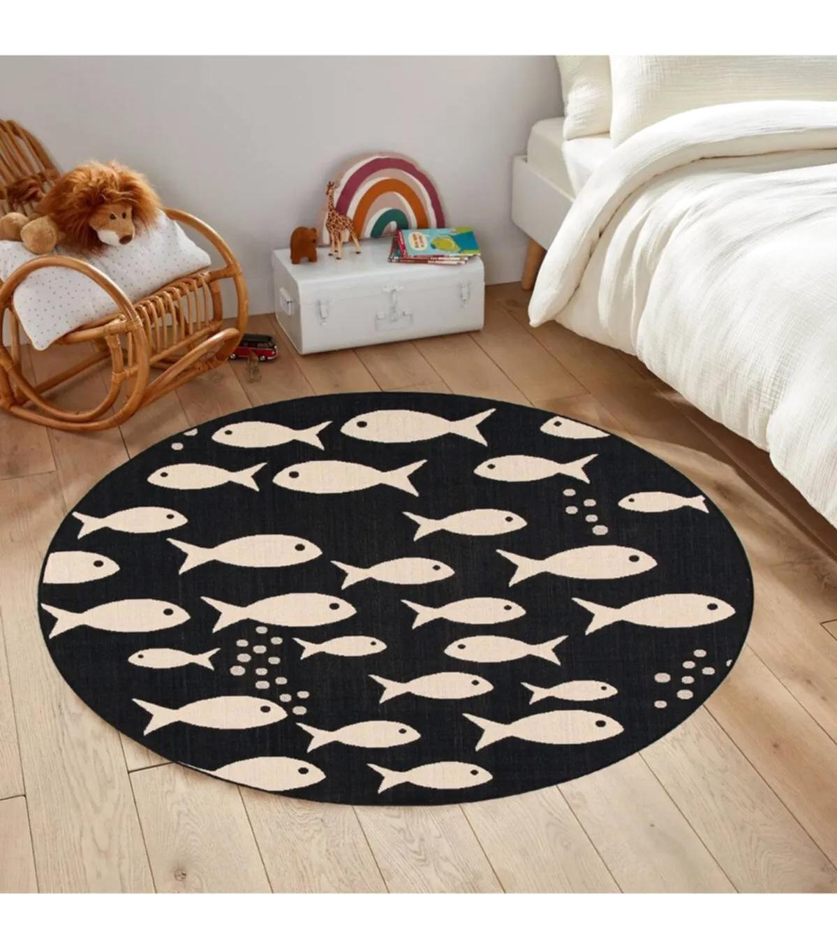 Rovigo Home RVG7175 Çok Renkli 8 mm Polyester Antibakteriyel-Leke Tutmaz-Toz Tutmaz Yıkanabilir İnce Kaymaz Dot Taban Yuvarlak Makine Dokuma Salon Halısı 180x180 cm