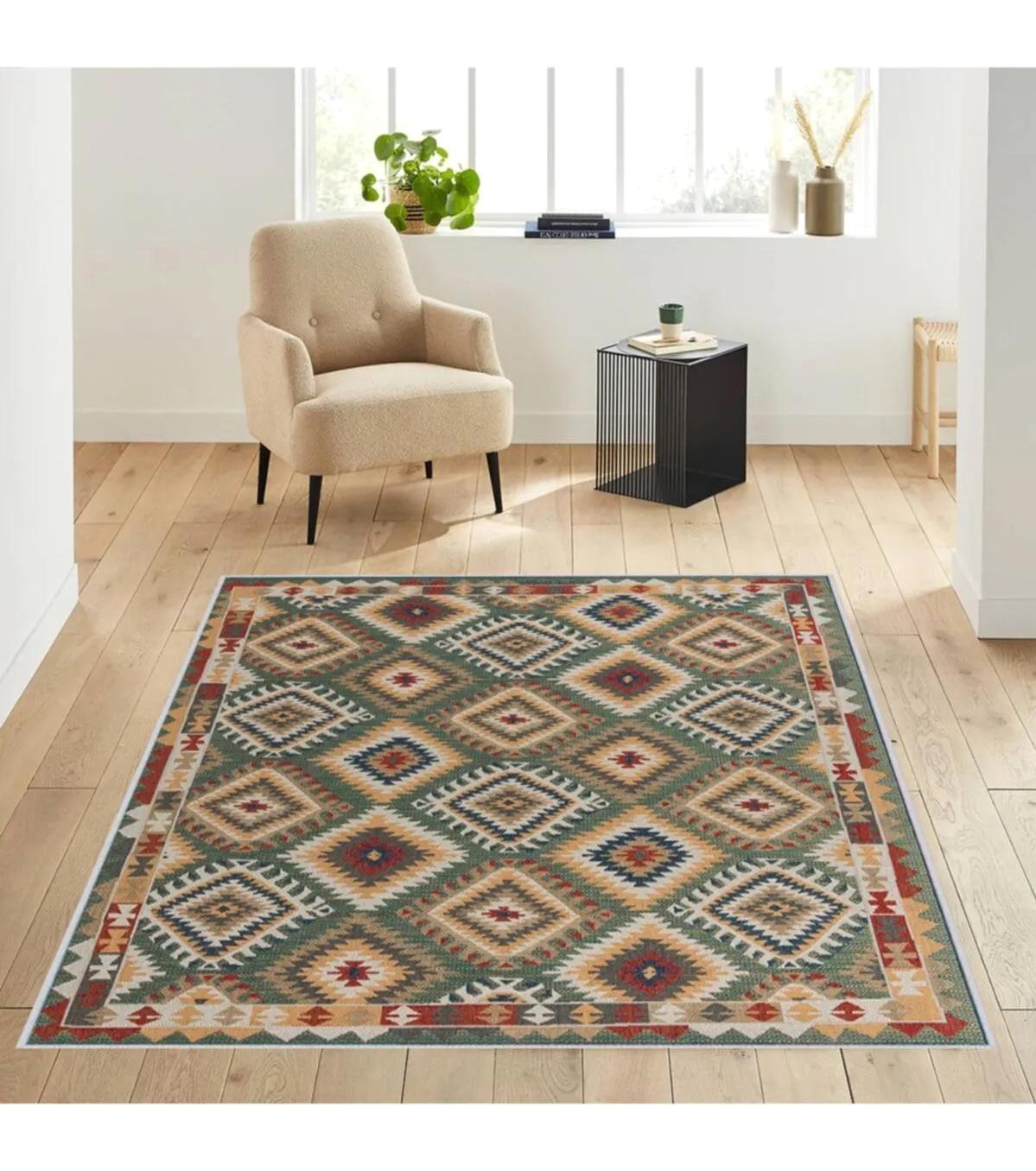 Rovigo Home RVG1713 Çok Renkli 8 mm Polyester Antibakteriyel-Leke Tutmaz-Toz Tutmaz Yıkanabilir İnce Kaymaz Dot Taban Dikdörtgen Makine Dokuma Salon Halısı 80x500 cm