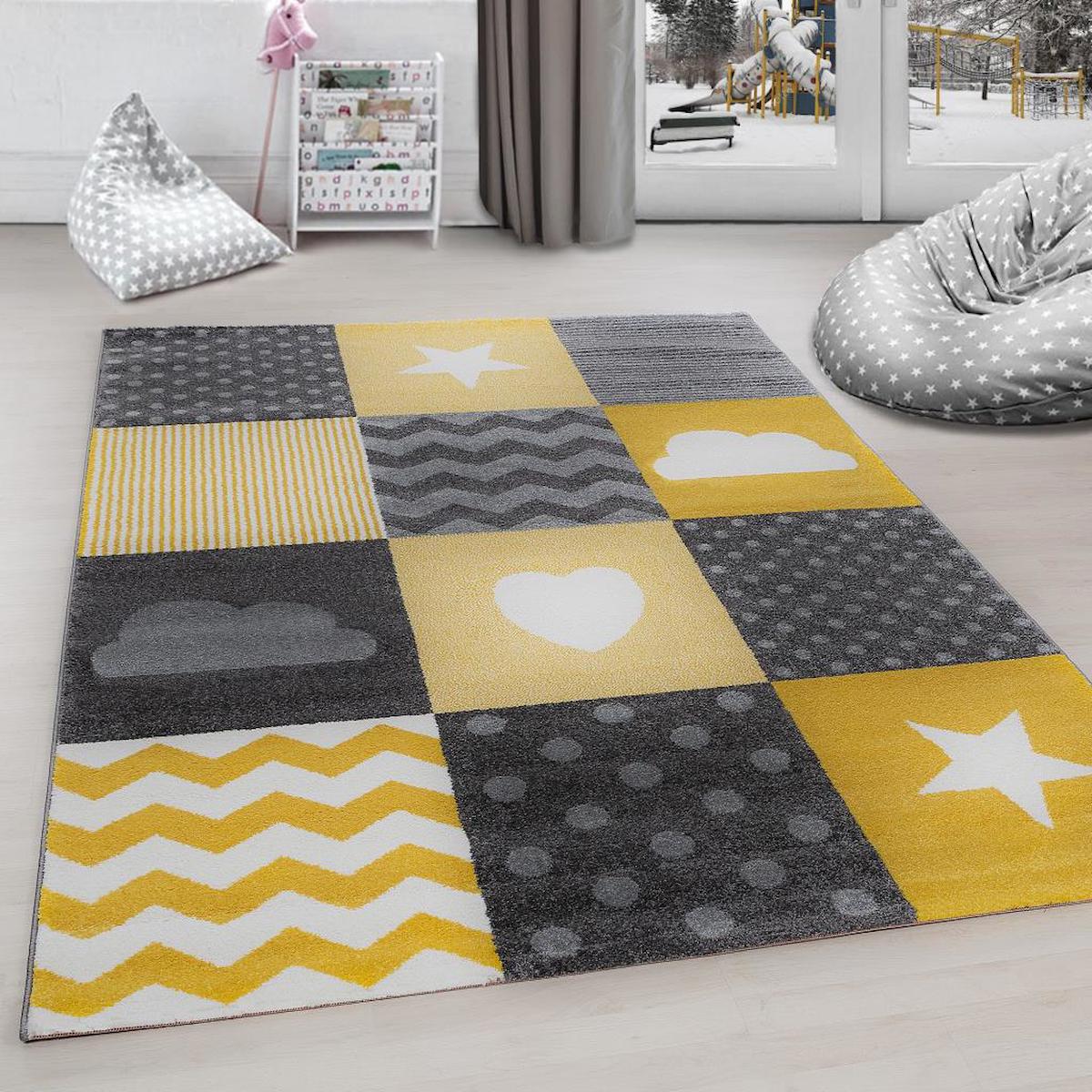 Red Halı Çok Renkli 11 mm Polipropilen Toz Tutmaz Yıkanabilir İnce Kaymaz Geometrik Dikdörtgen Makine Dokuma Çocuk Odası Halısı 160x230 cm